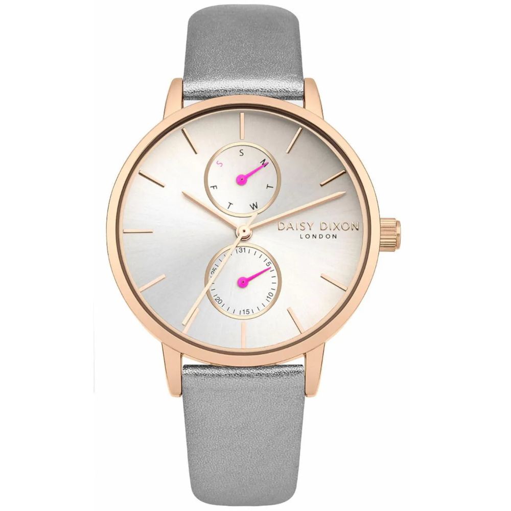 DAISY DIXON Gray Leather Dress Watch