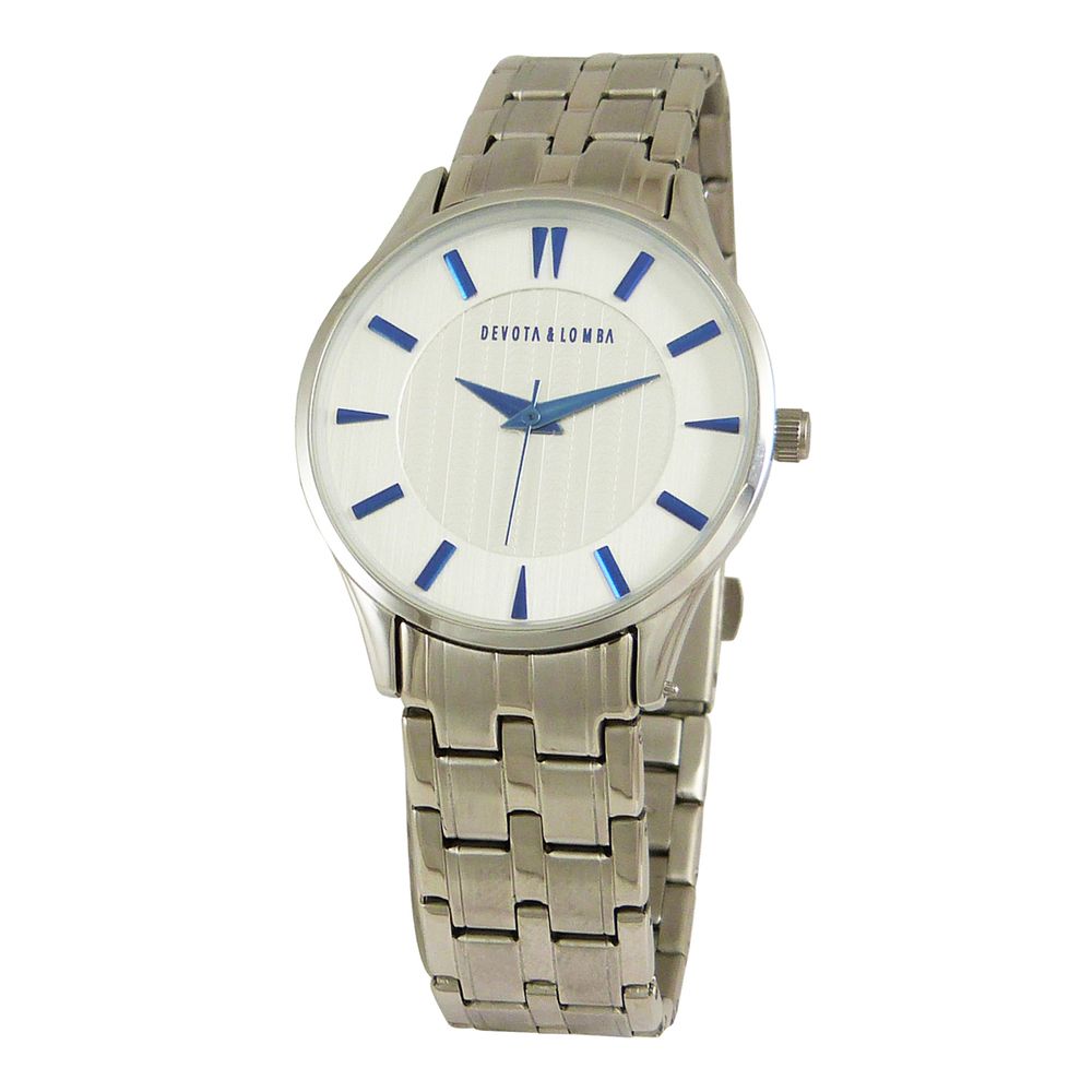 DEVOTA & LOMBA Silver Stainless Steel Dress Watch