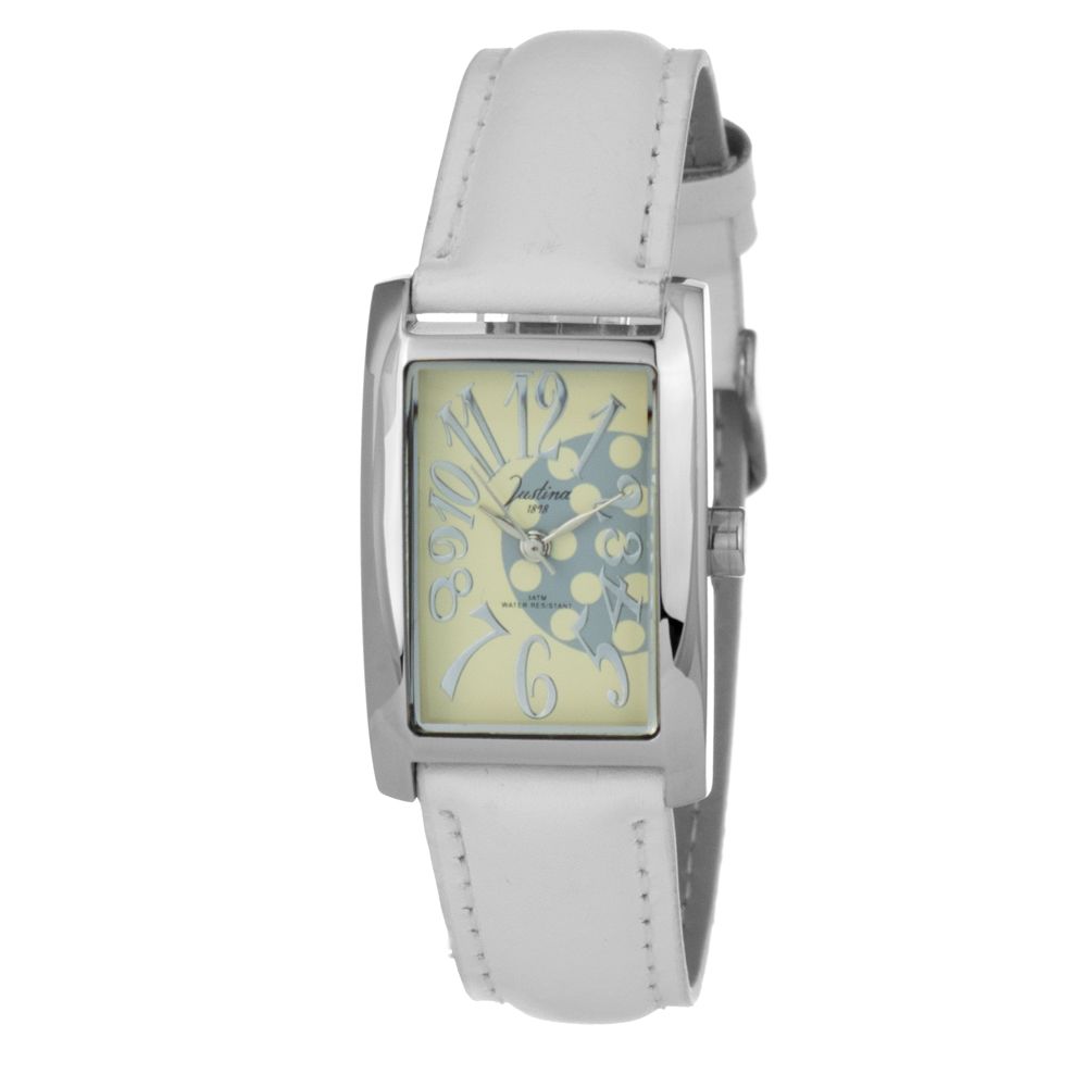 JUSTINA White Leather Dress Watch