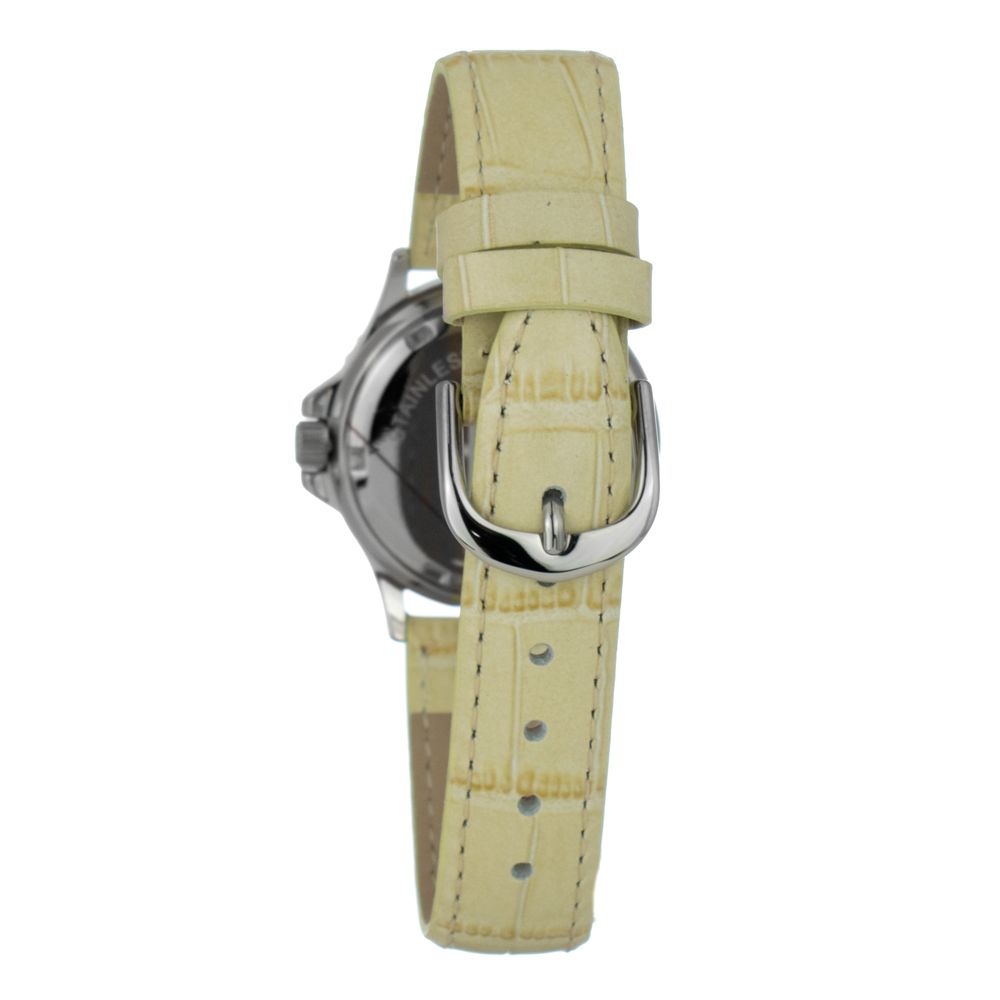 JUSTINA Beige Leather Dress Watch