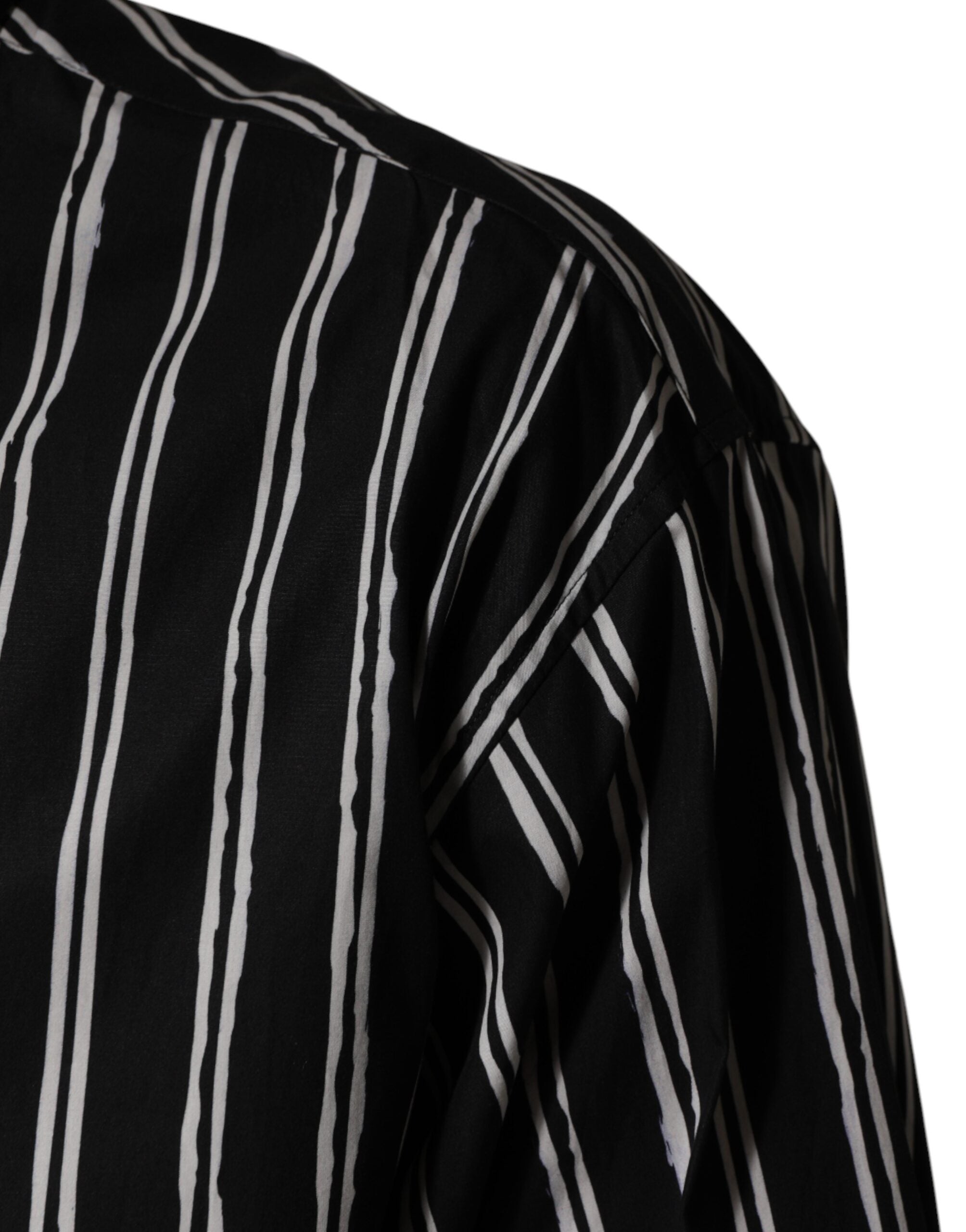 Dolce & Gabbana Black Stripes Cotton Men Formal Dress Shirt
