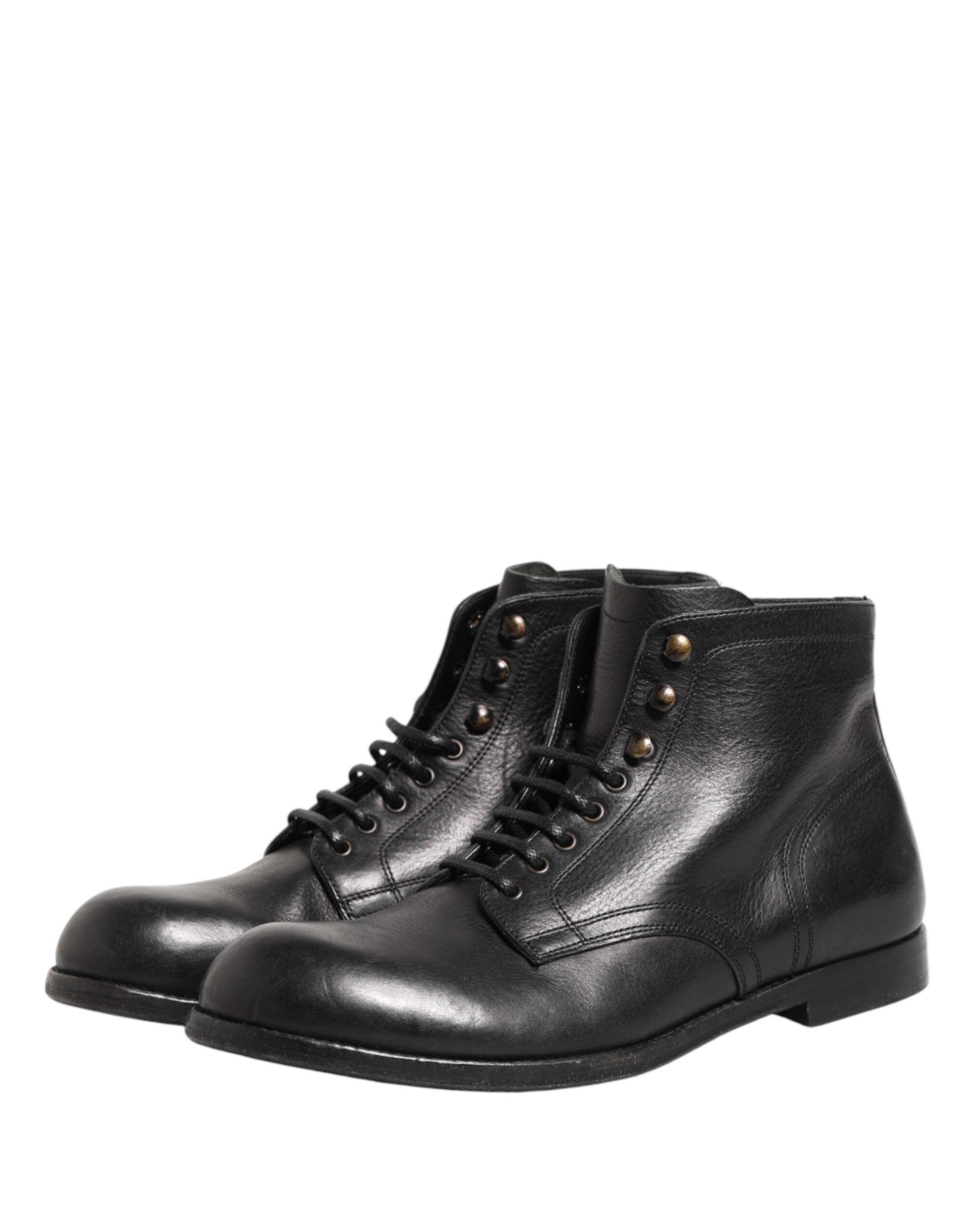 Dolce & Gabbana Black Lace Up Short Ankle Boots Men Shoes