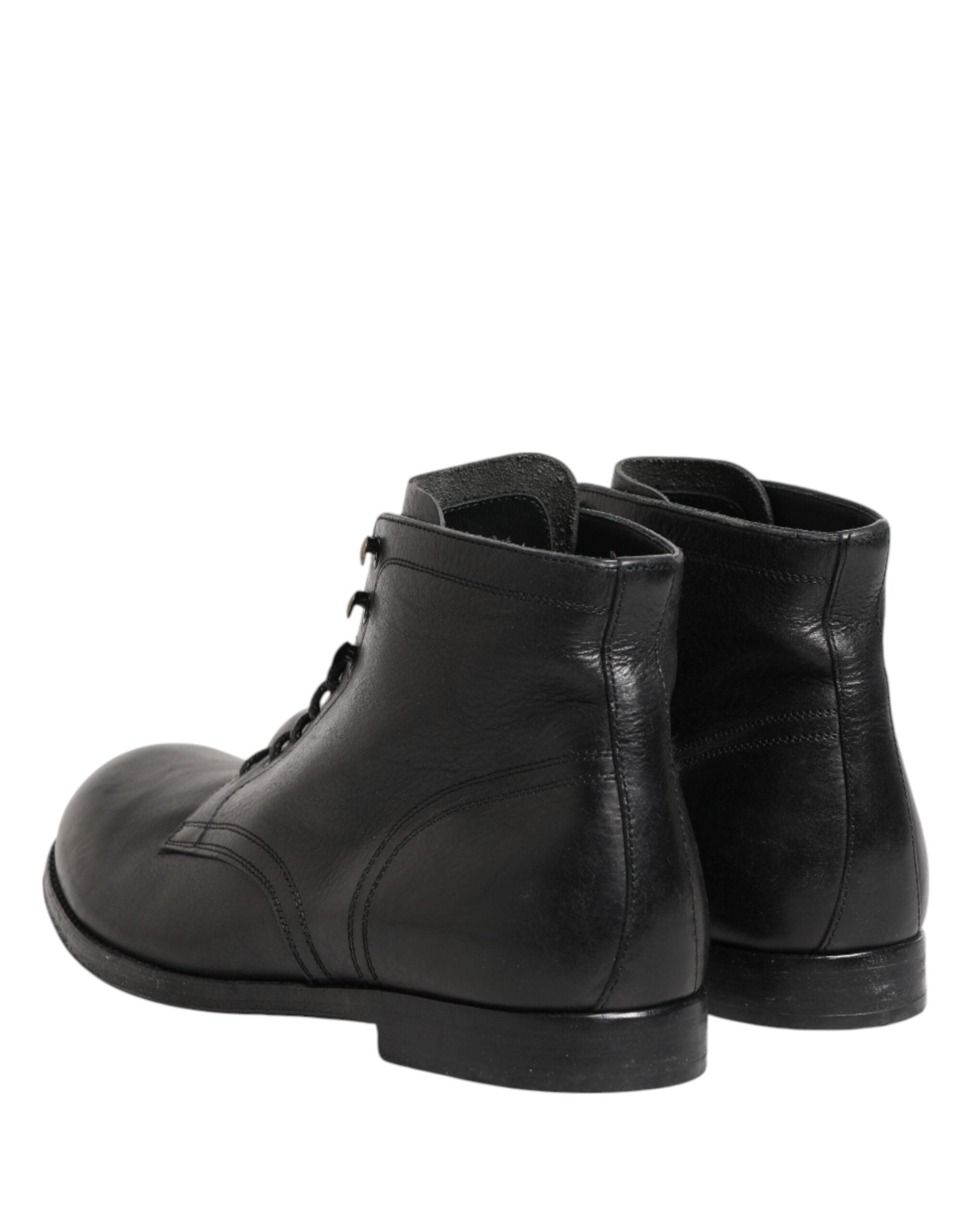 Dolce & Gabbana Black Lace Up Short Ankle Boots Men Shoes