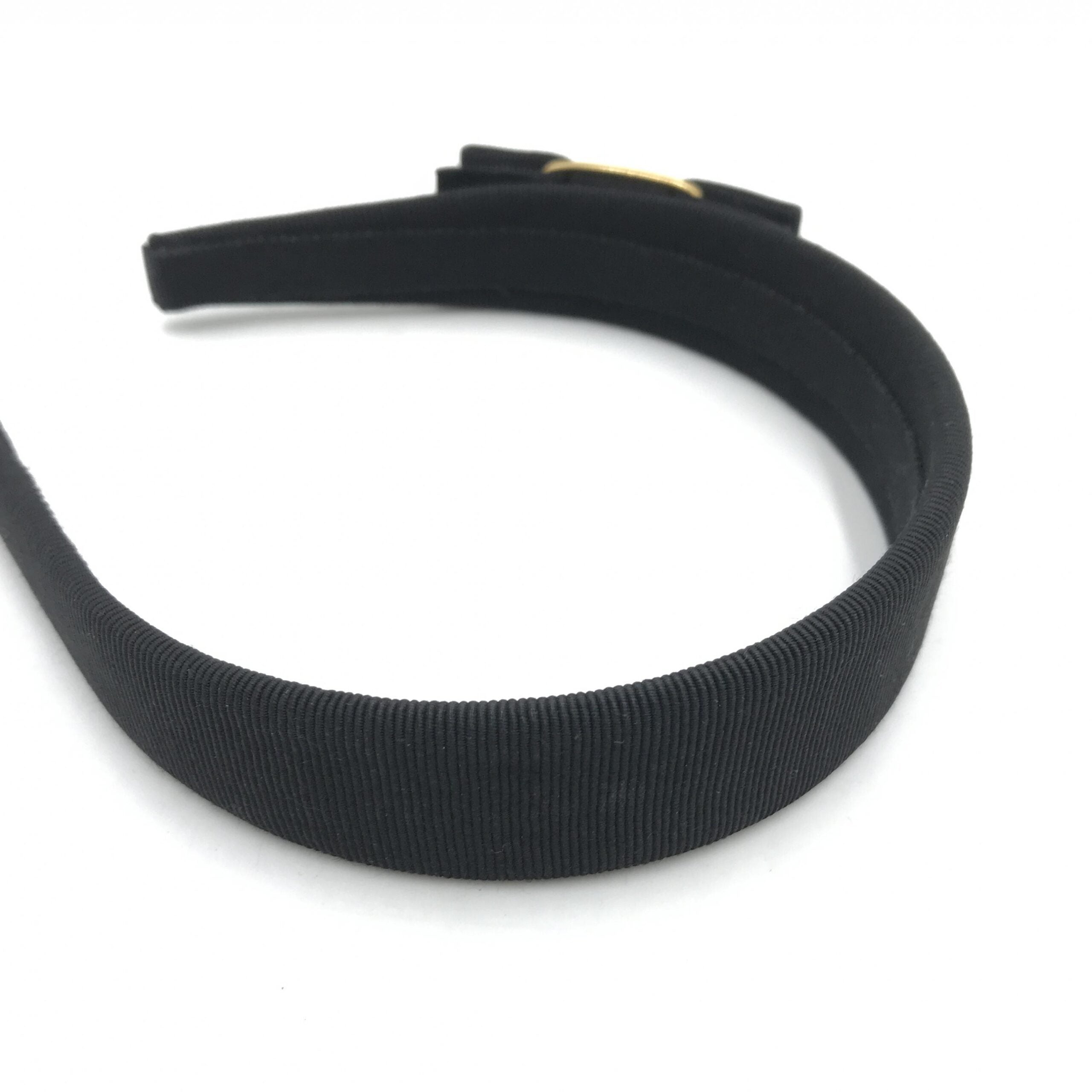 Salvatore Ferragamo Black Grosgrain Headband With Gold Hardware