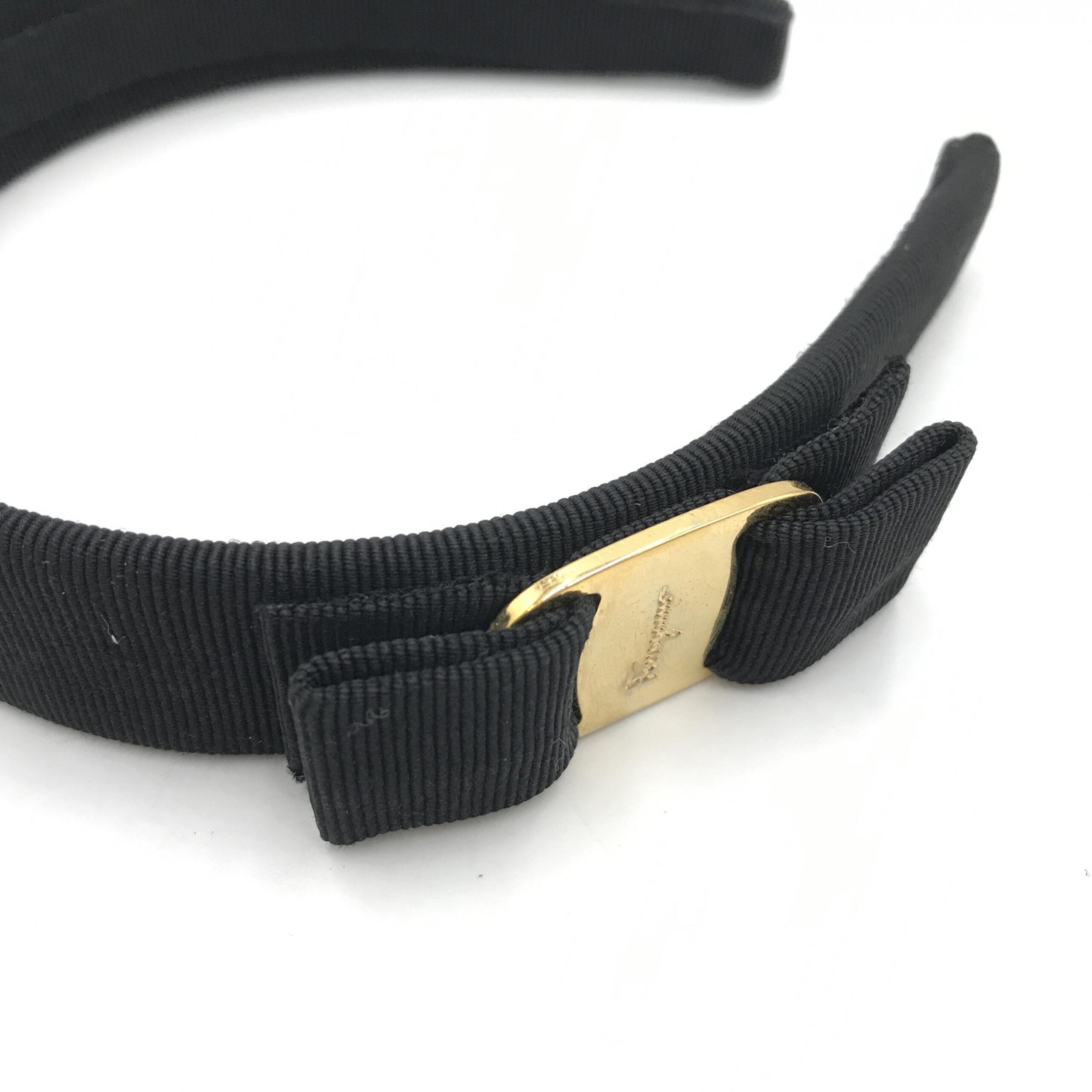 Salvatore Ferragamo Black Grosgrain Headband With Gold Hardware