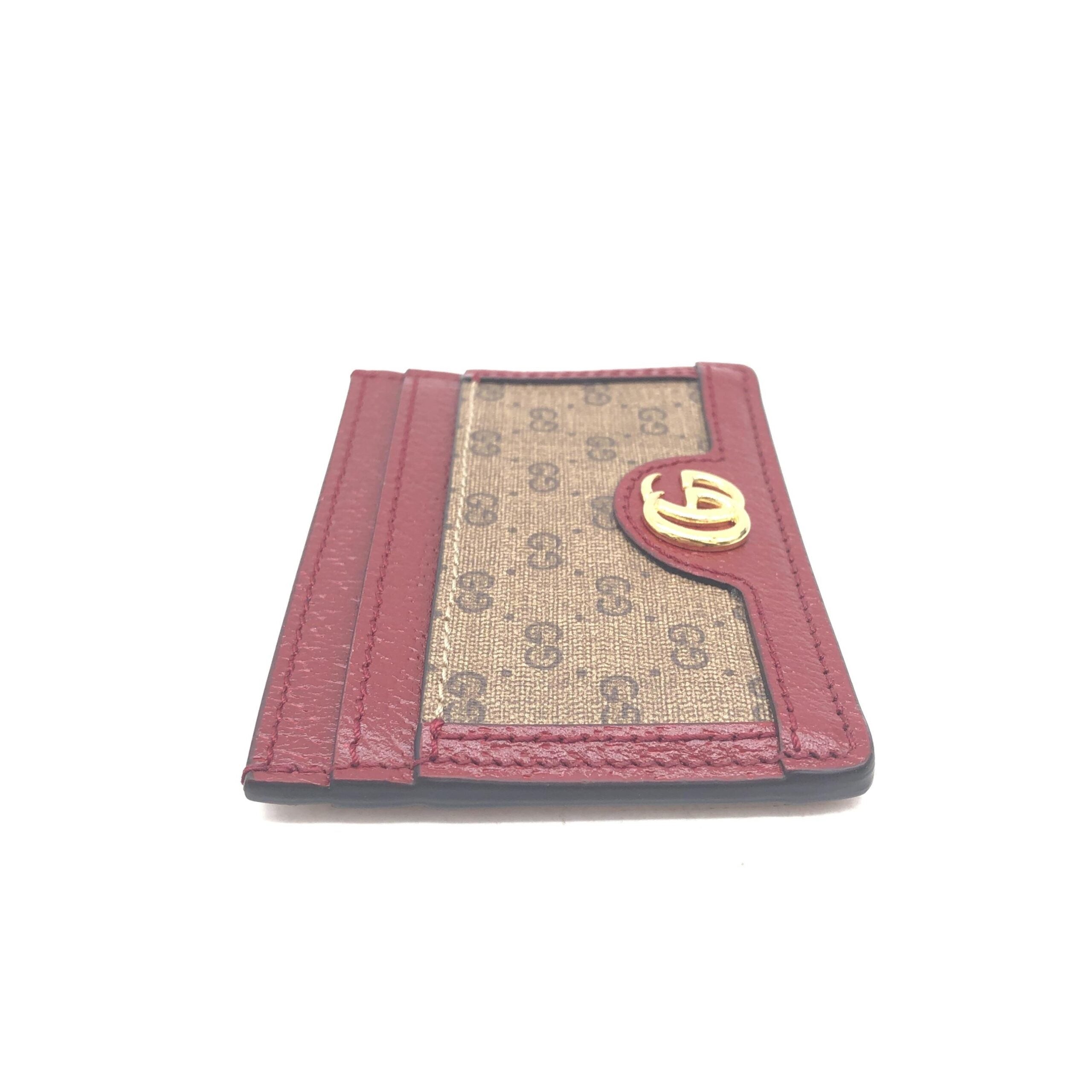 Gucci GG Supreme Card Case In Burgundy