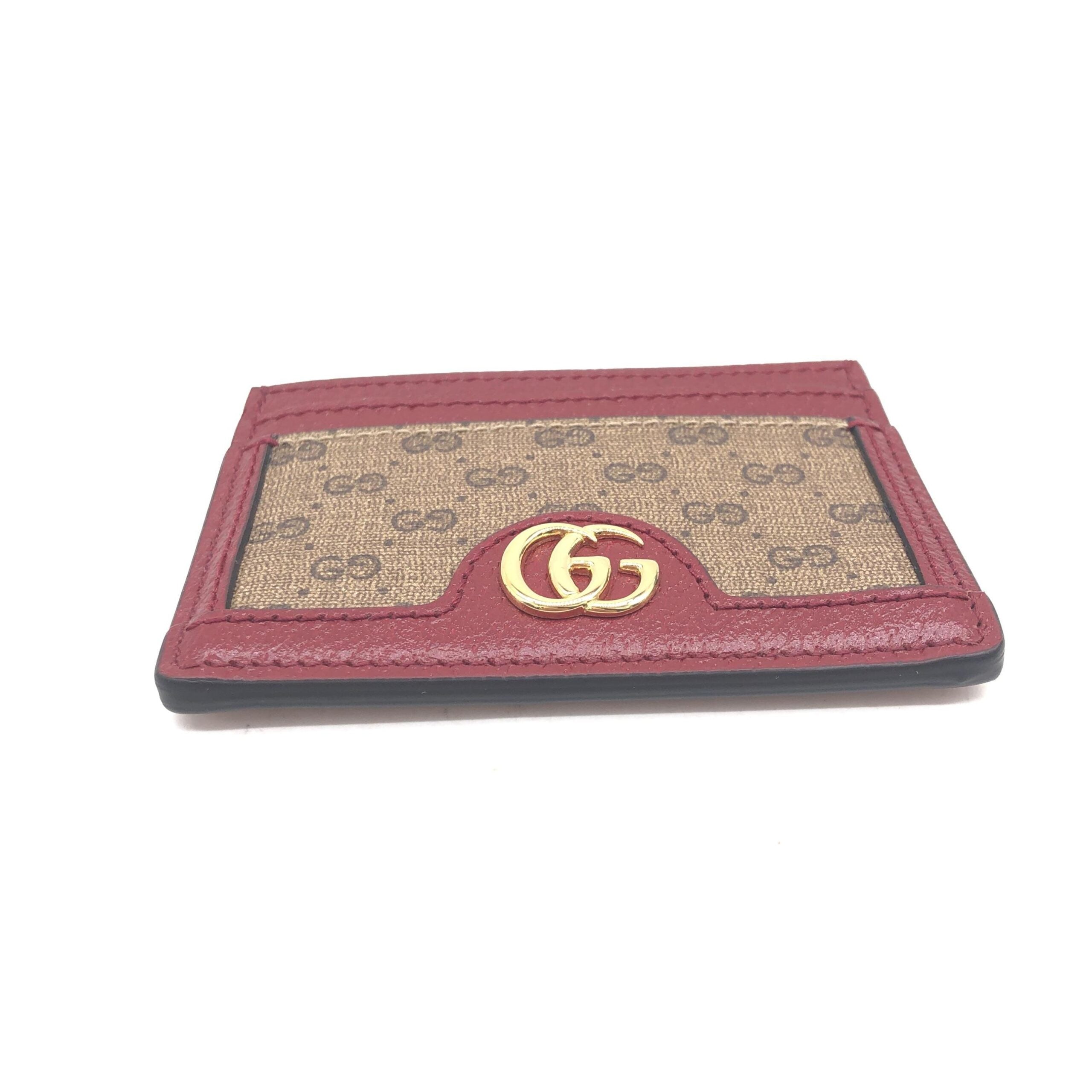 Gucci GG Supreme Card Case In Burgundy