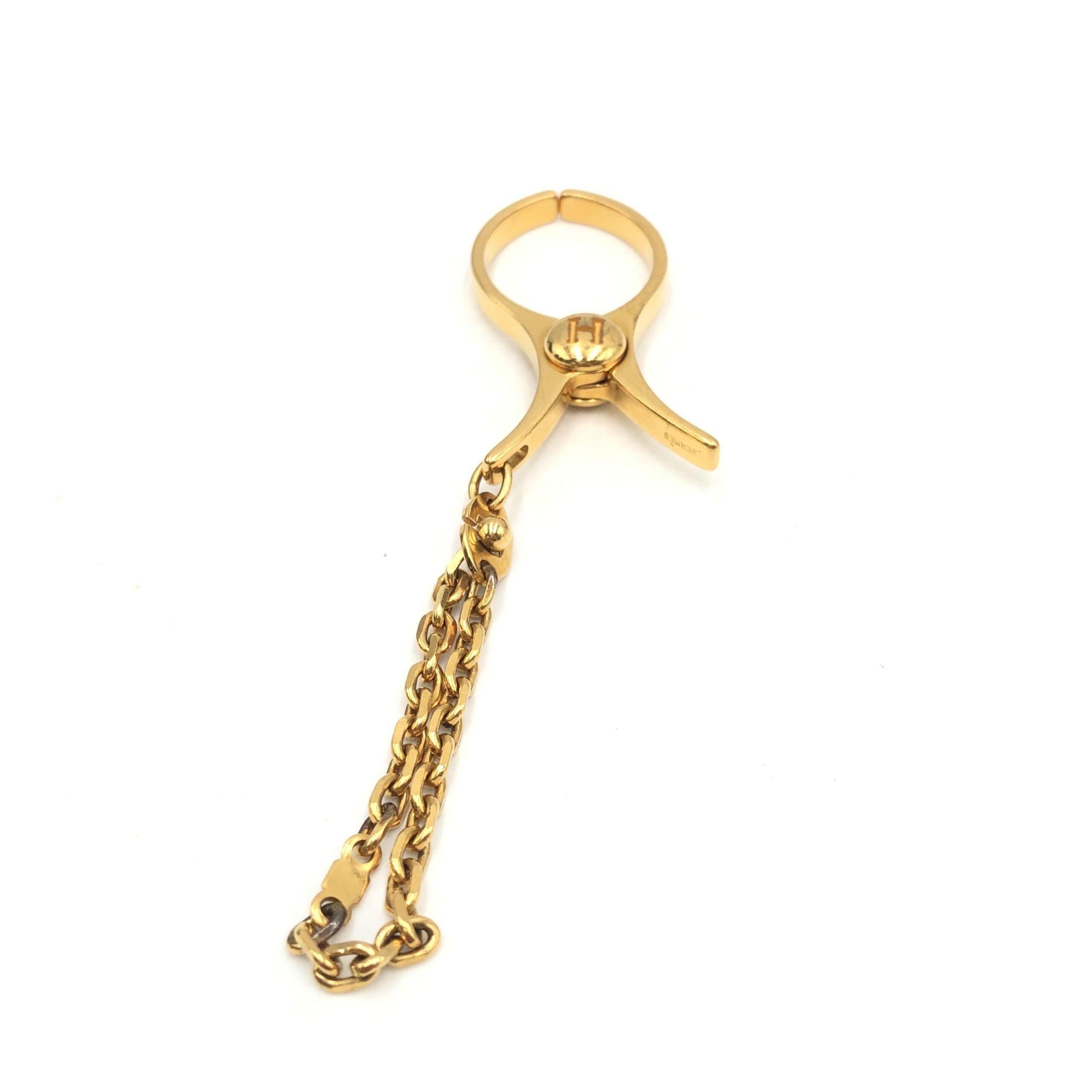 Hermès Gold Metal Glove Holder Keychain