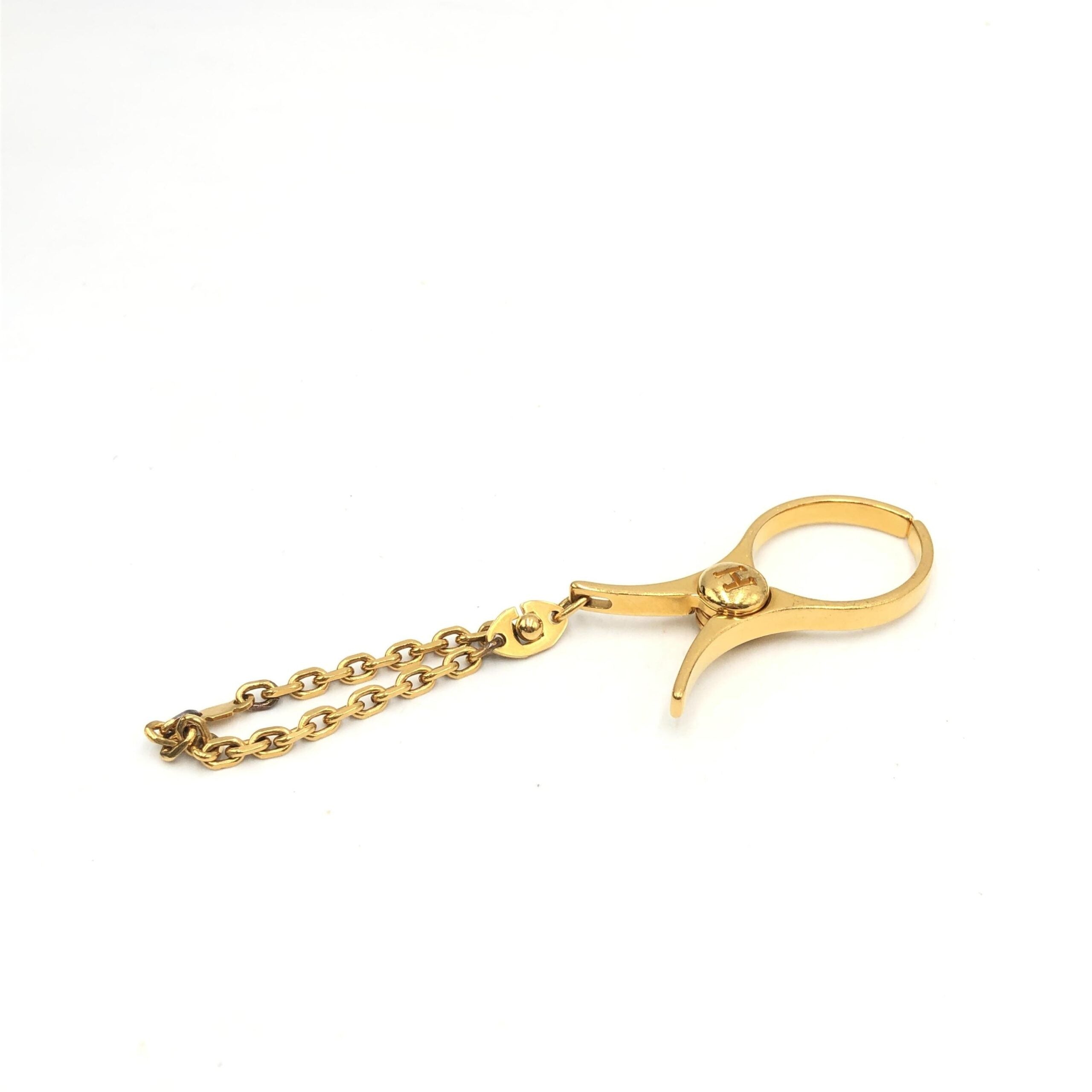 Hermès Gold Metal Glove Holder Keychain