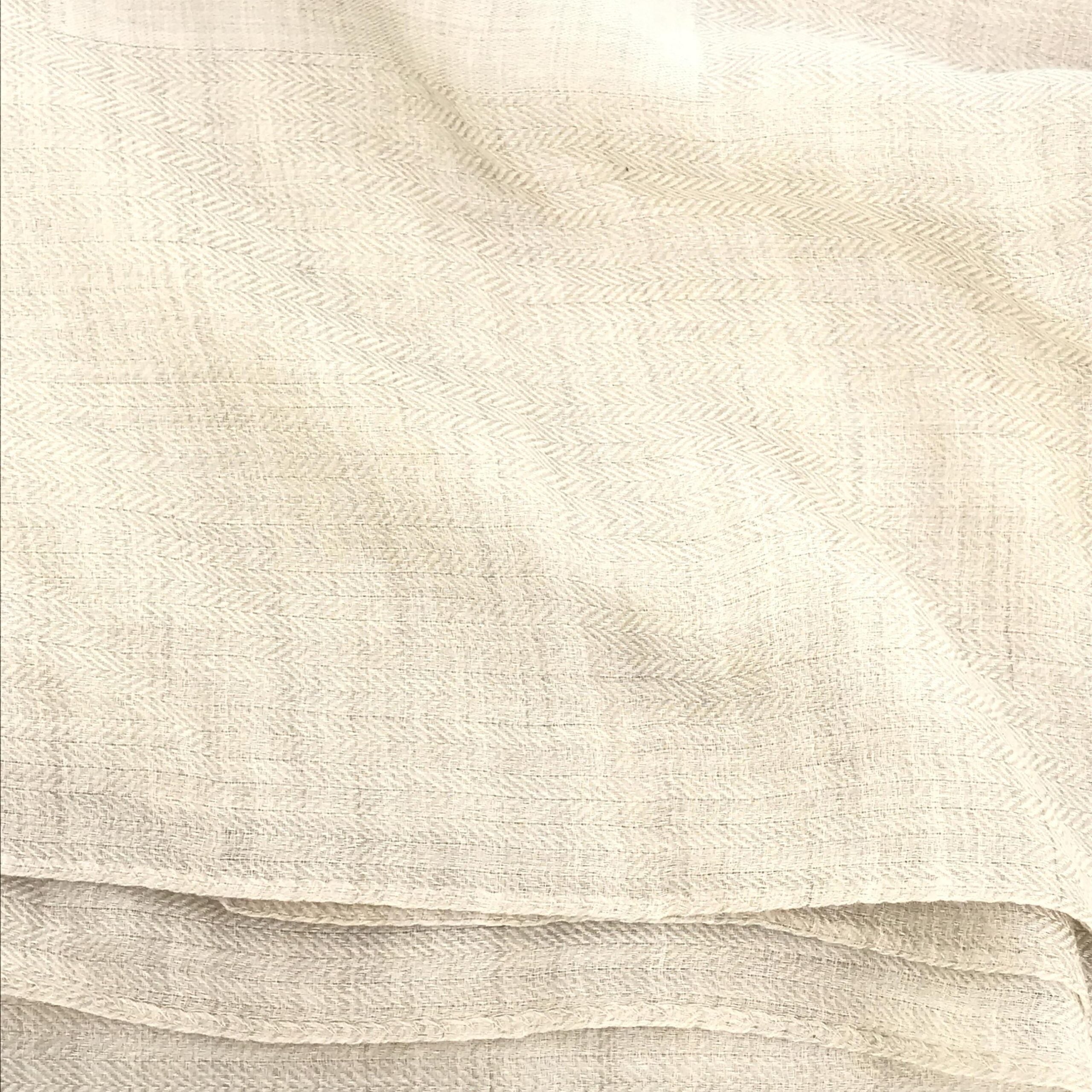 Hermès Light Beige Linen Scarf With Fringes