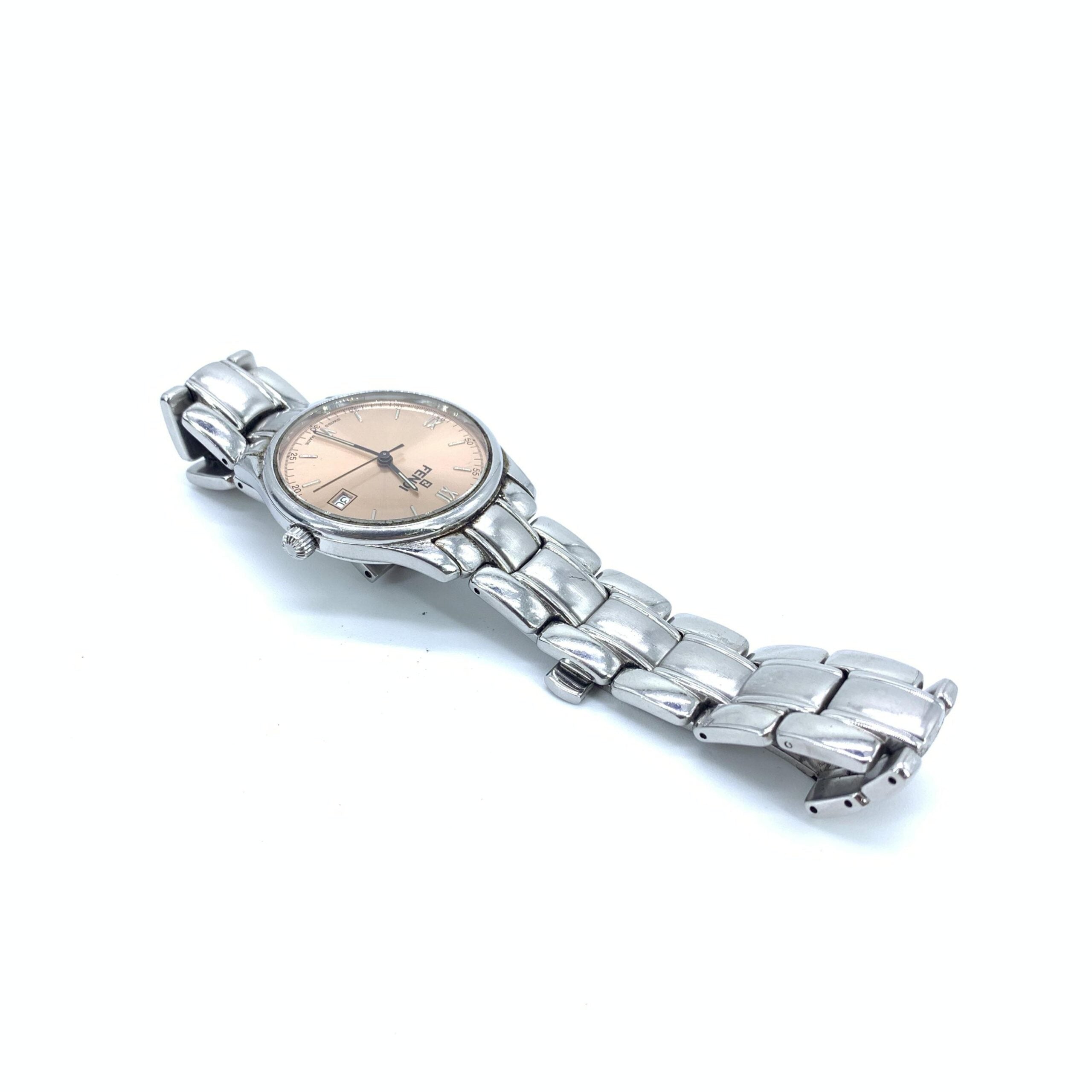 Fendi Pink Champagne Dial Quartz Watch, Stainless Steel
