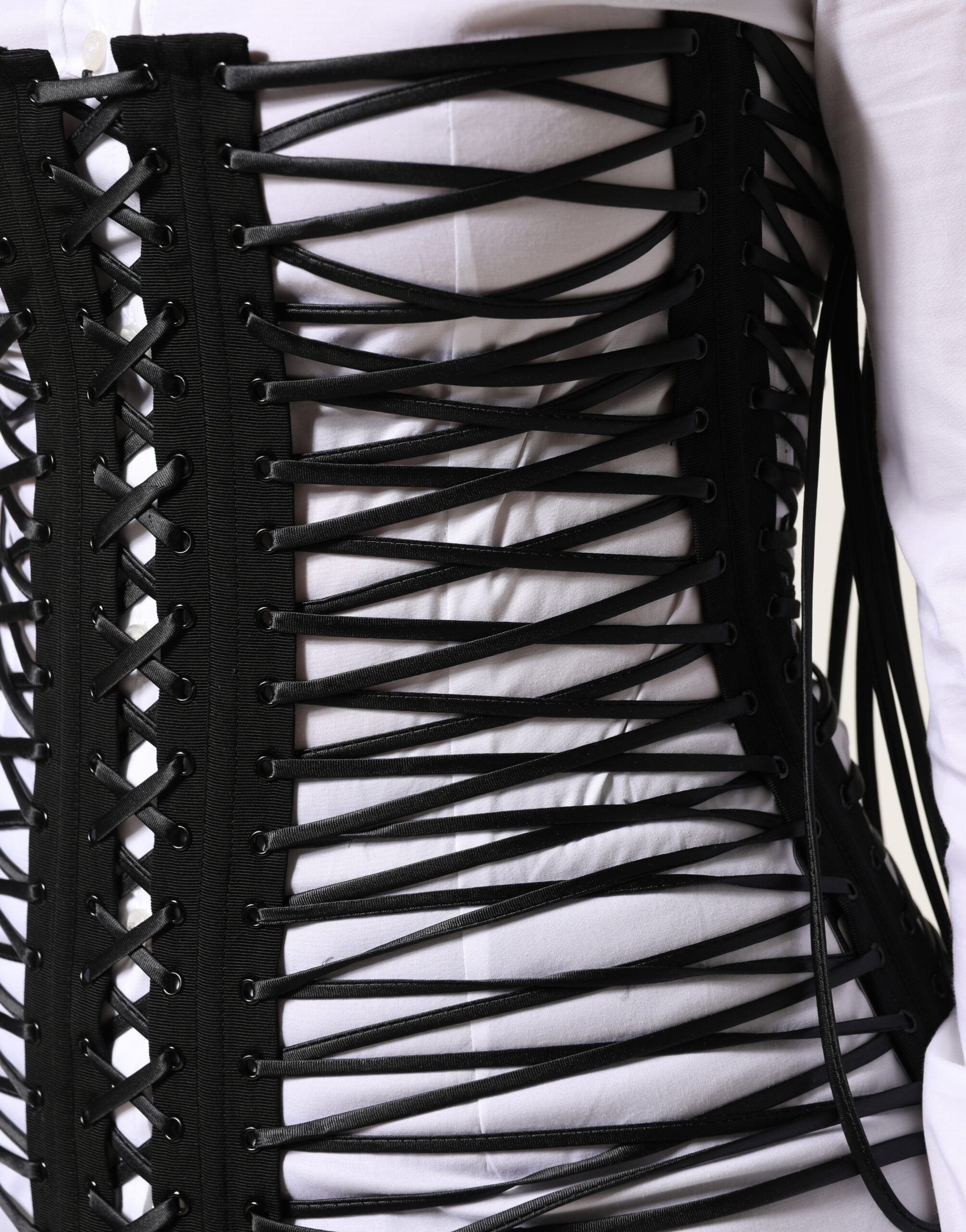 Dolce & Gabbana Black Lace-Up Drawstring Bustier Corset Top