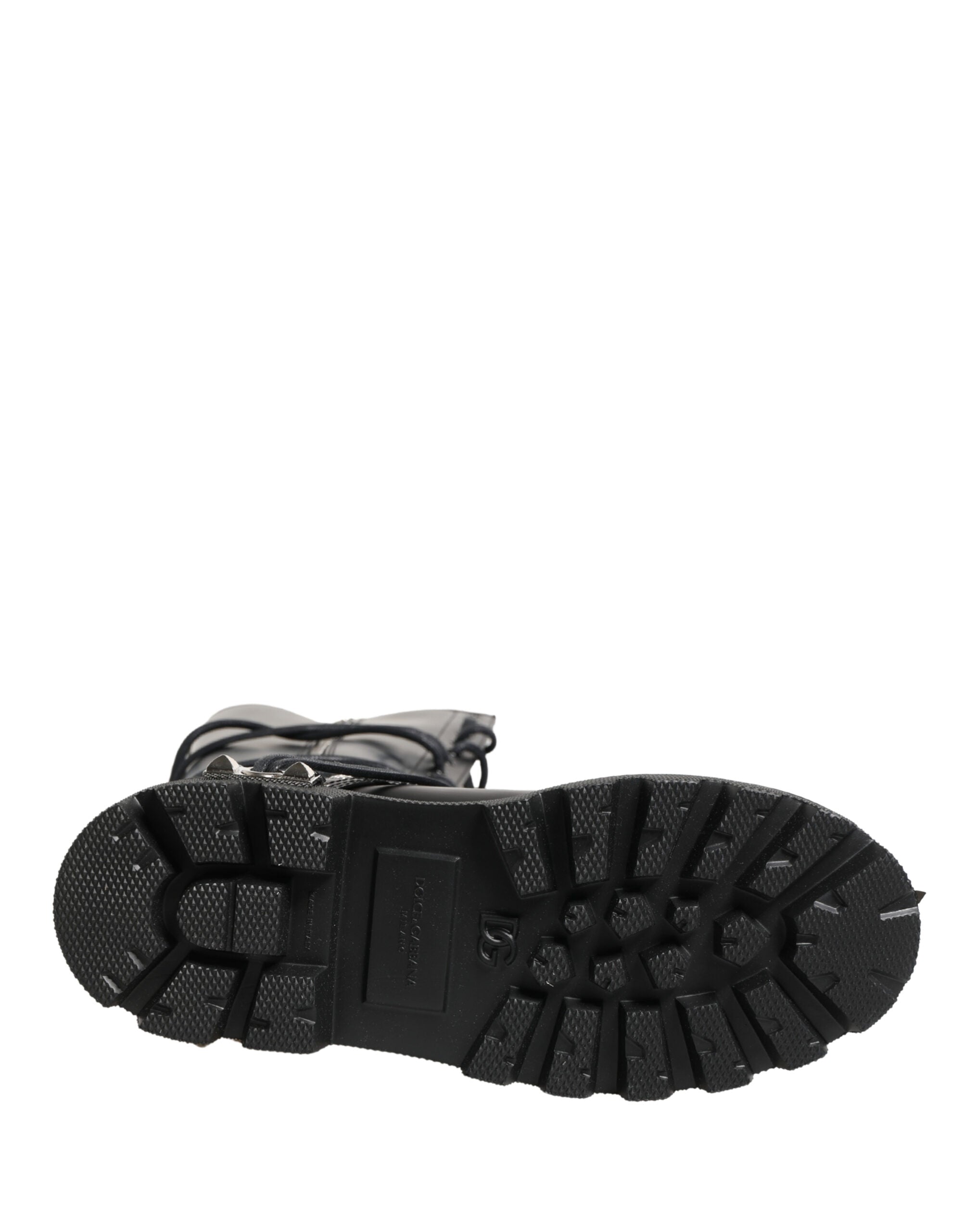 Dolce & Gabbana Black Leather Knee High Combat Boots Shoes