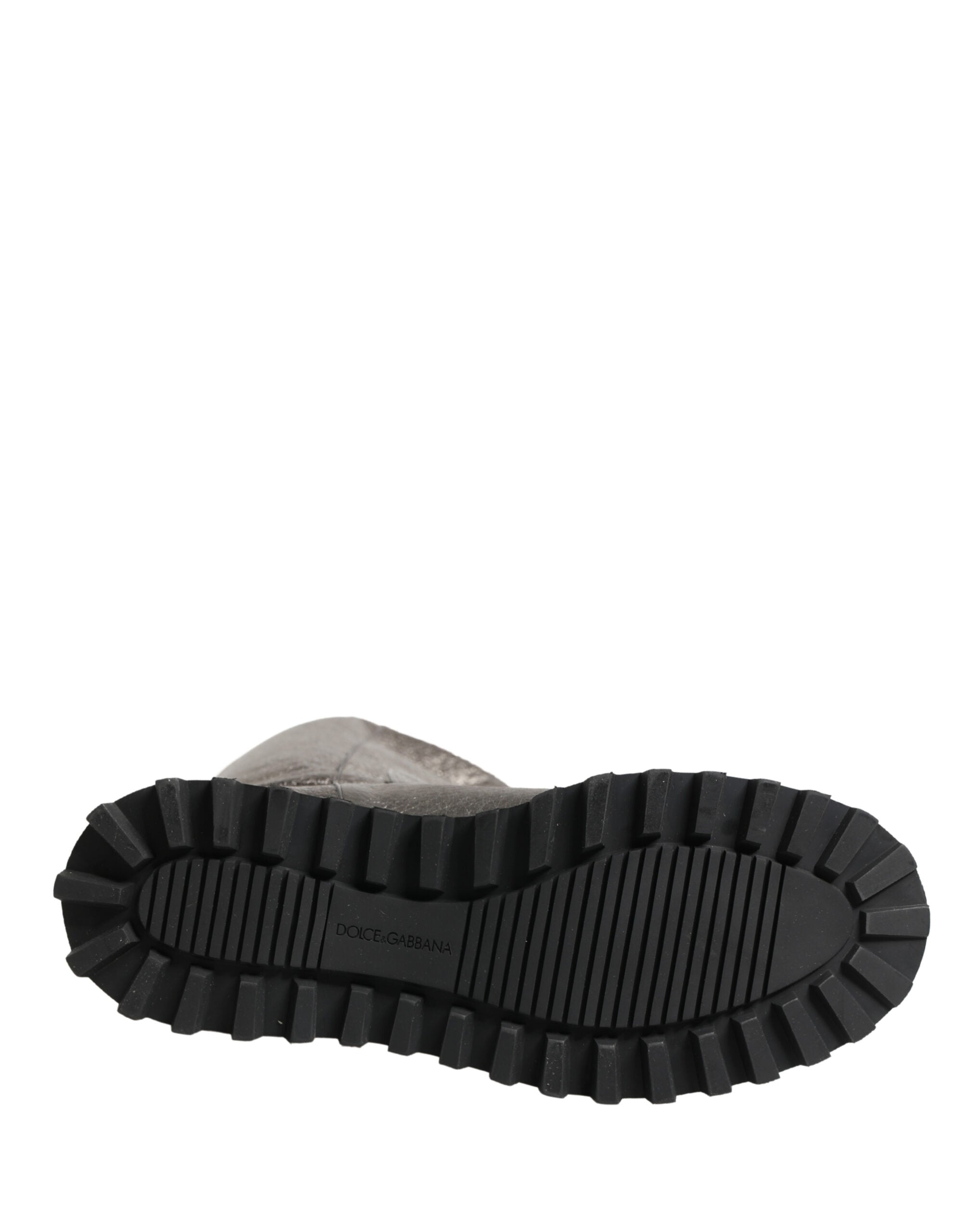 Dolce & Gabbana Metallic Silver Leather Mid Calf Boots Shoes