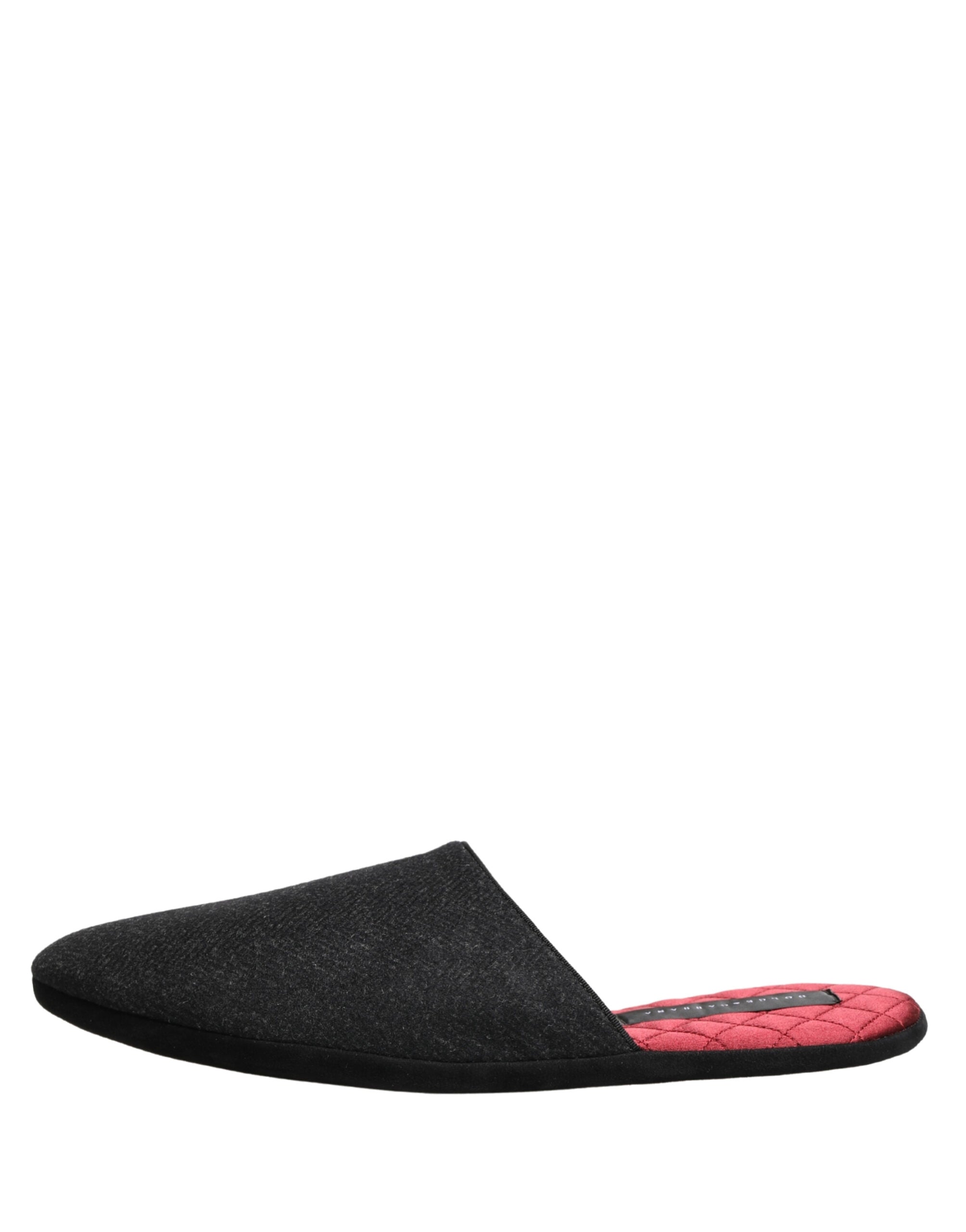 Dolce & Gabbana Anthracite Wool Cashmere Quilted Slippers Shoes