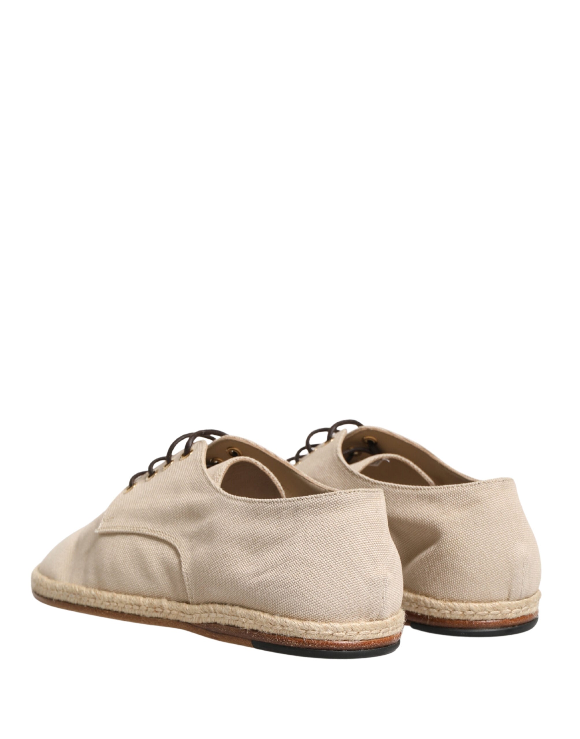 Dolce & Gabbana Beige Espadrille Sole Lace Up Canvas Derby Shoes