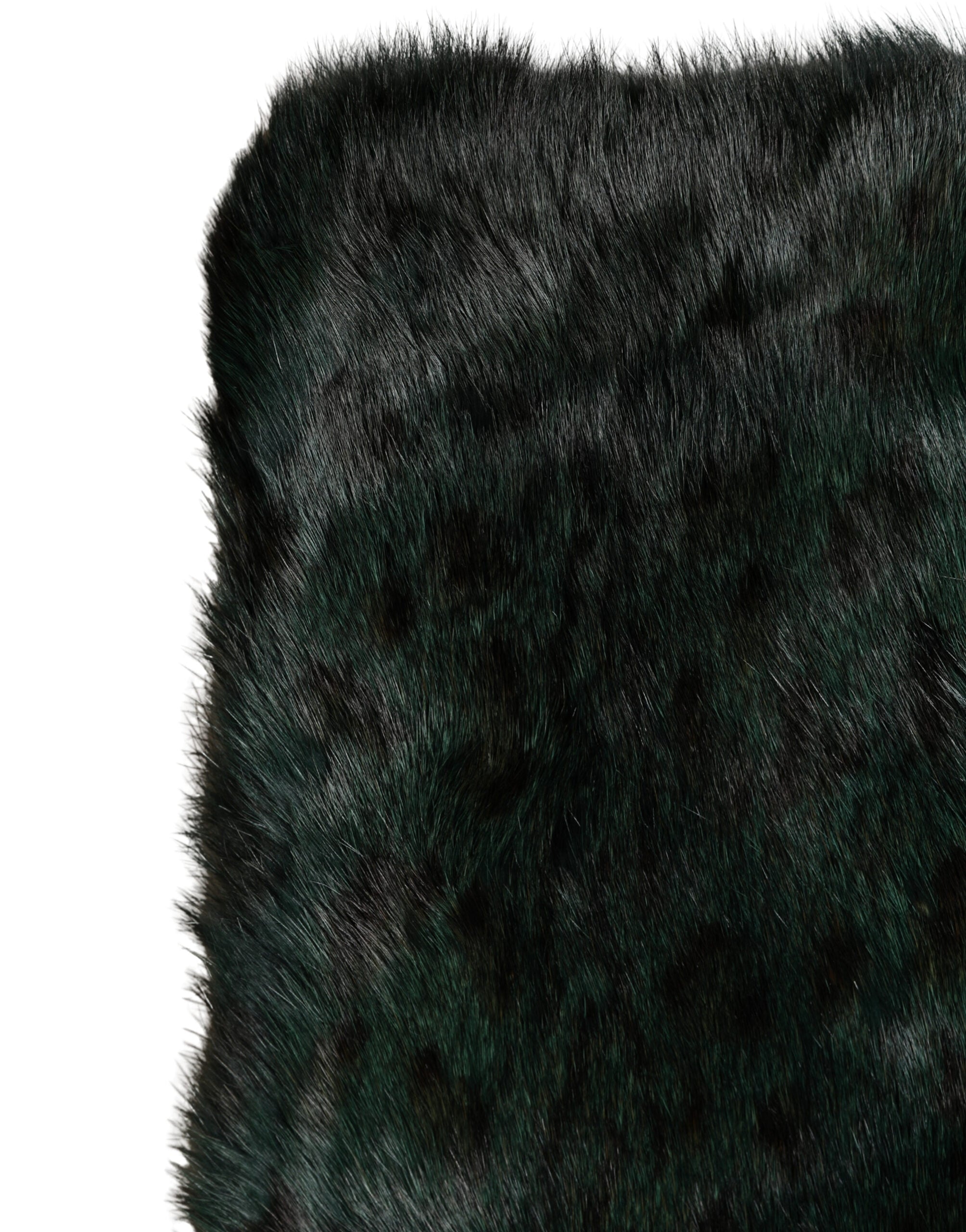Dolce & Gabbana Black Green Stripe Fur Shawl Neck Wrap 180cm x49cm Scarf