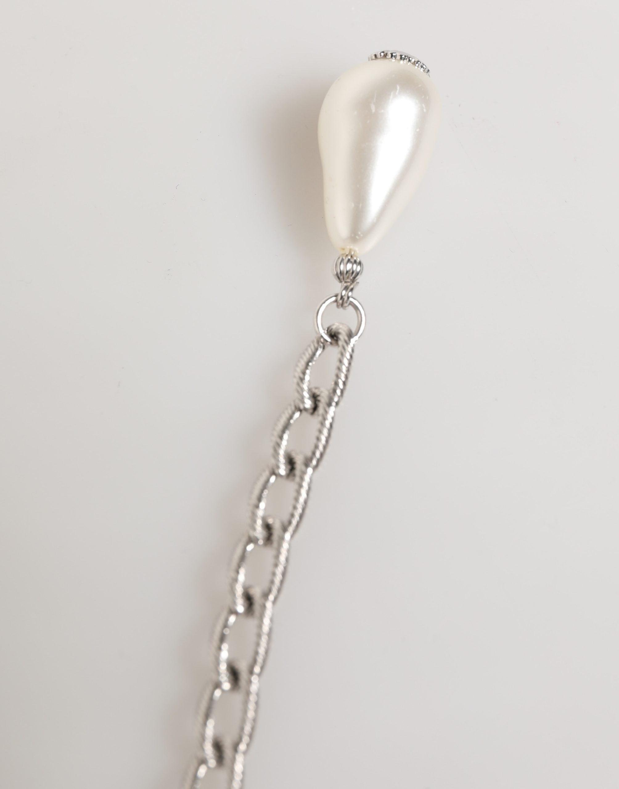 Dolce & Gabbana Silver Tone Brass Chain Crystal Embellished Bracelet