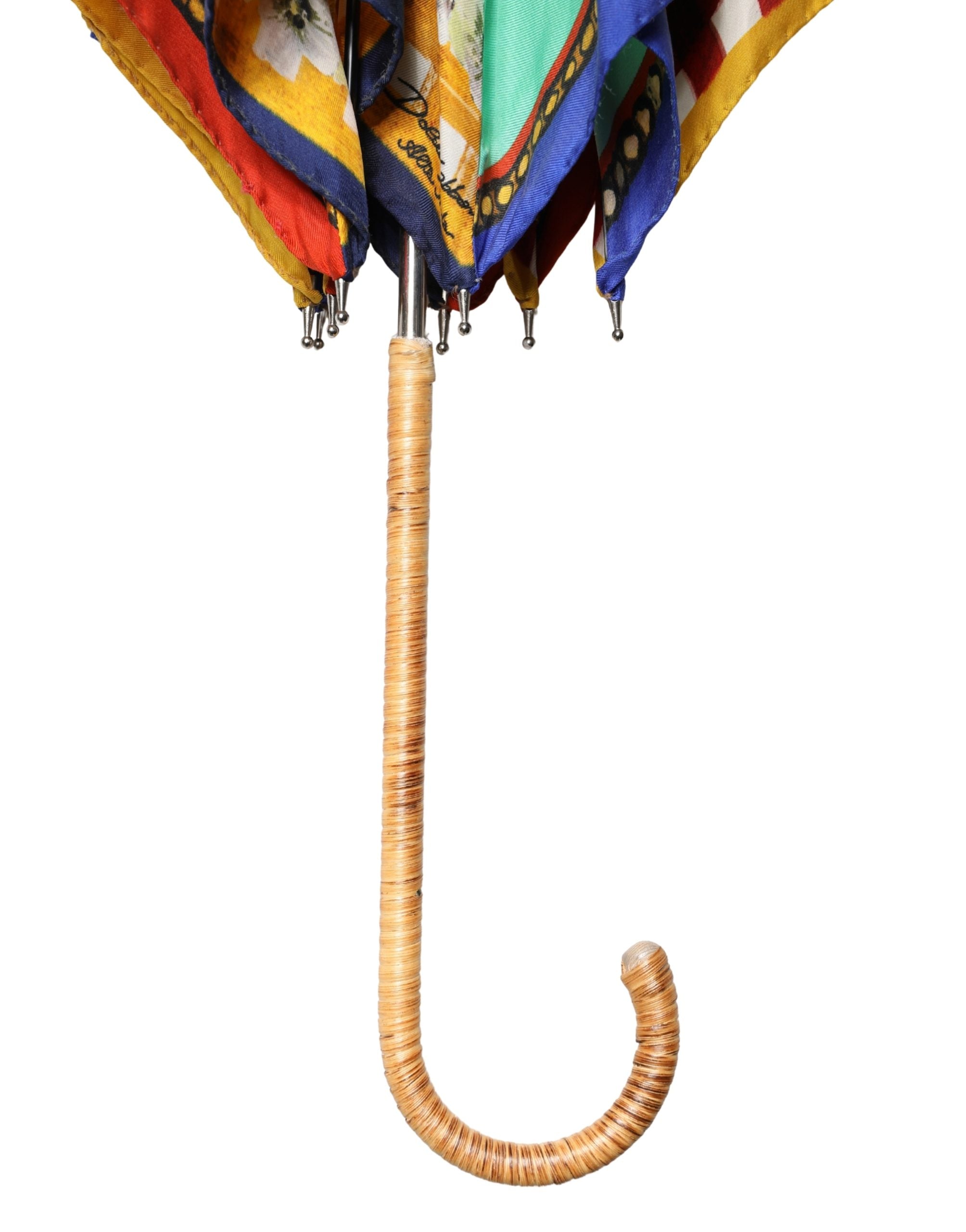 Dolce & Gabbana Multicolor Carretto Siciliano Print Collapsible Umbrella