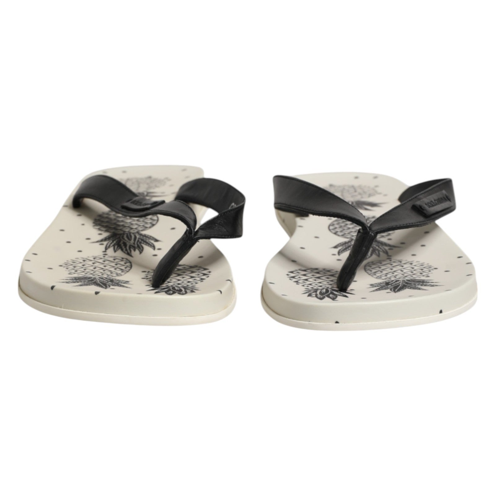 Dolce & Gabbana White Pineapple Print Slides Flip Flops Shoes