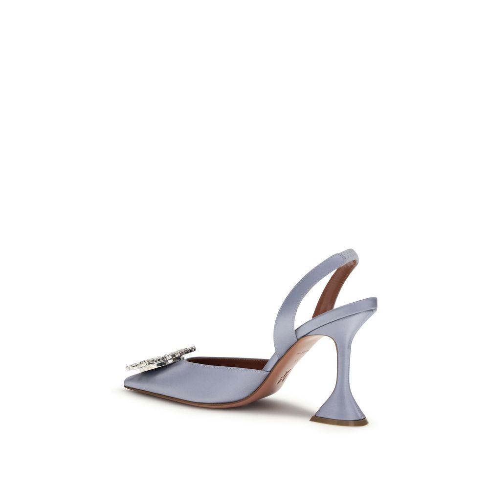 Amina Muaddi Purple Silk High Heel Pumps