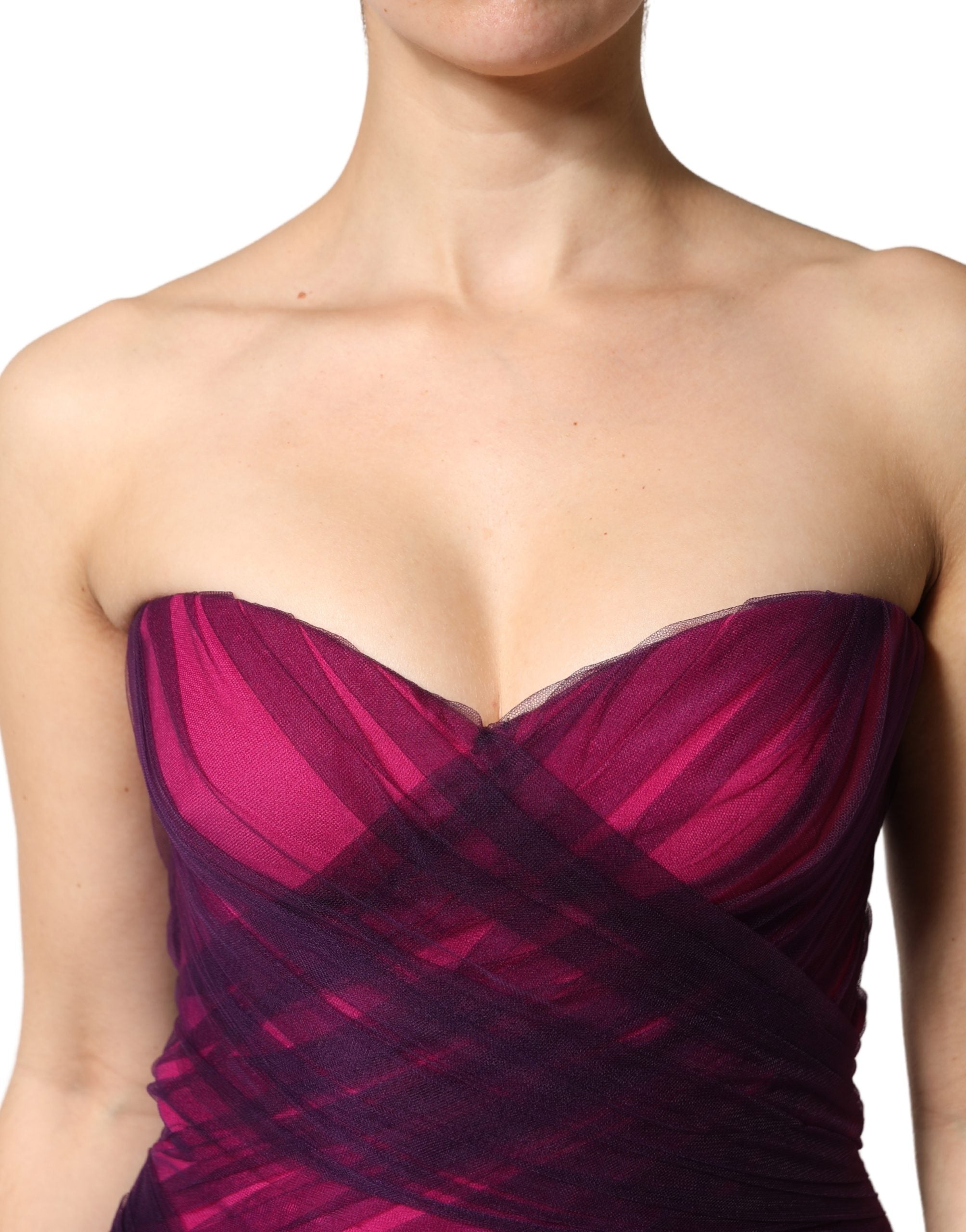 Dolce & Gabbana Pink Black Strapless Sheath Mermaid Dress