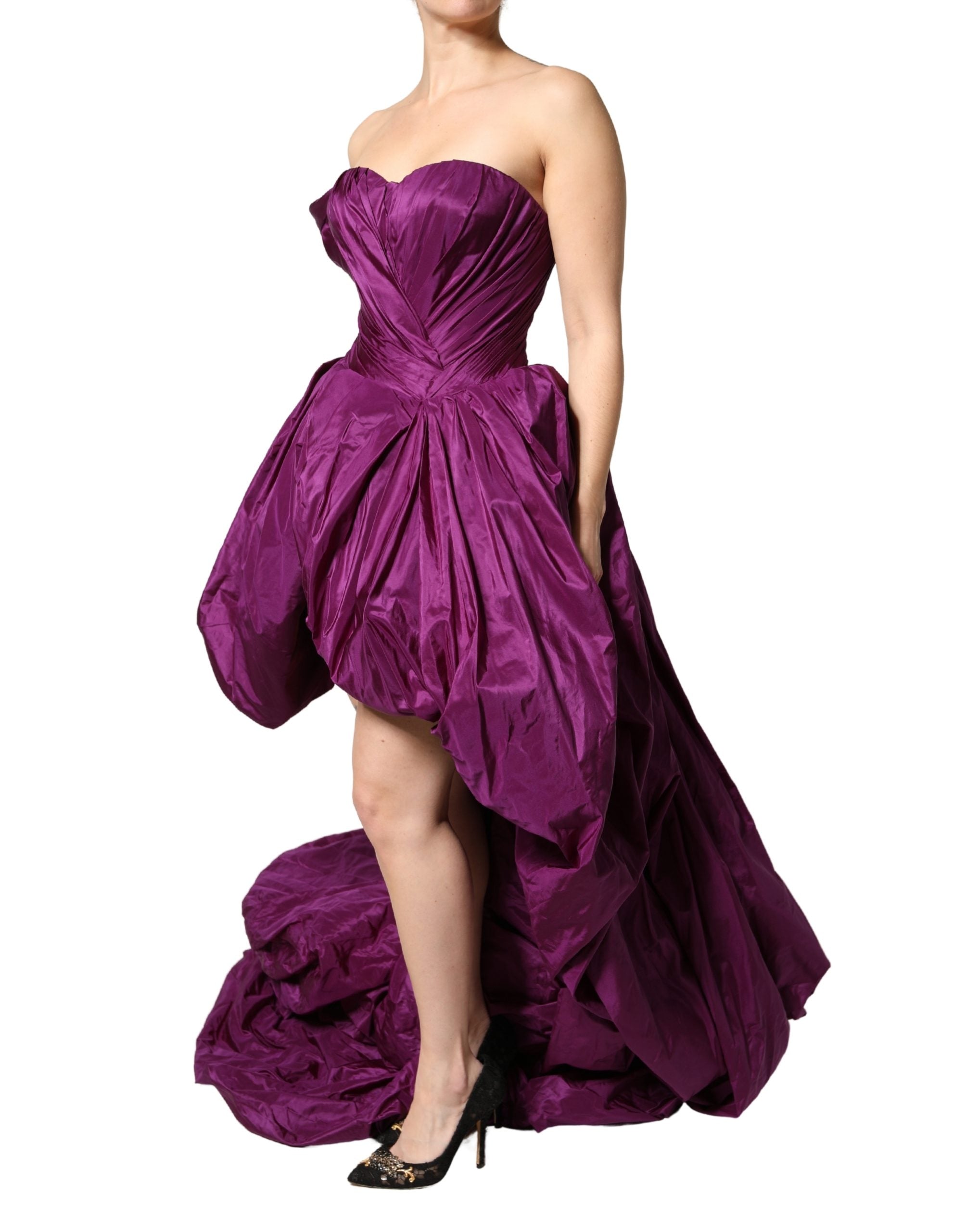 Dolce & Gabbana Purple Strapless A-line Asymmetric Dress