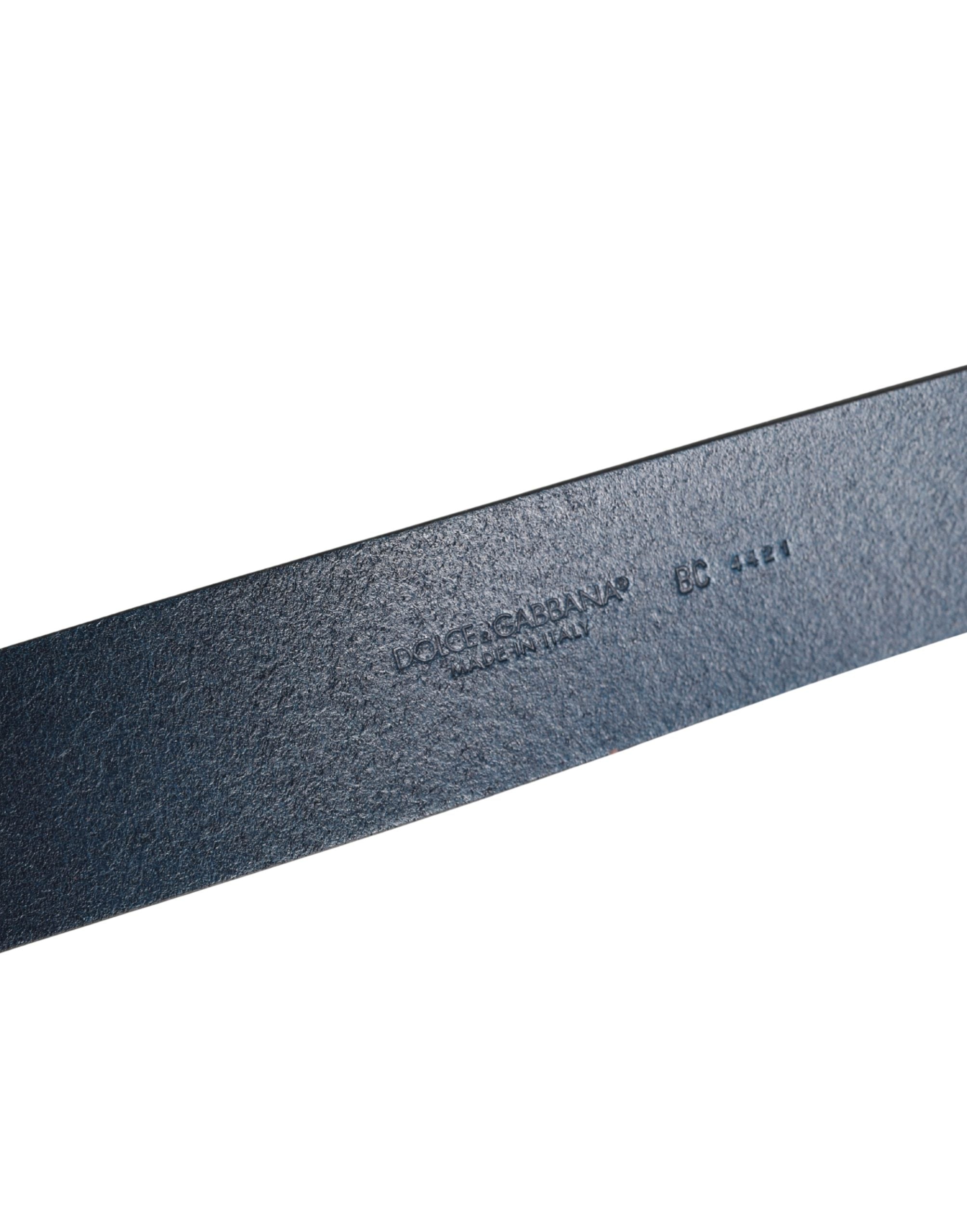 Dolce & Gabbana Men Blue Classic Leather Metal Buckle Belt