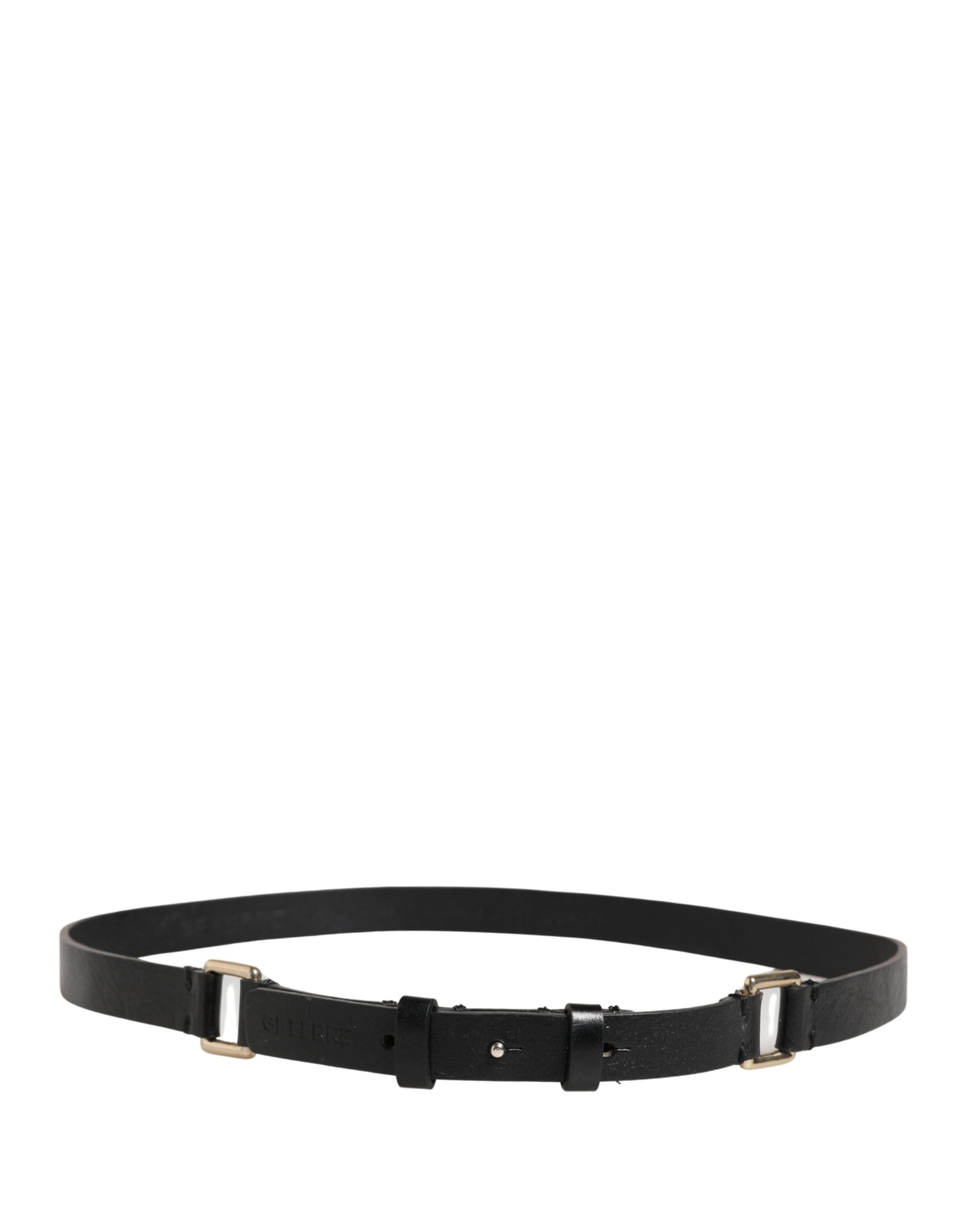 GF Ferre Black Leather Thin Gold Metal Brass Buckle Waist Belt