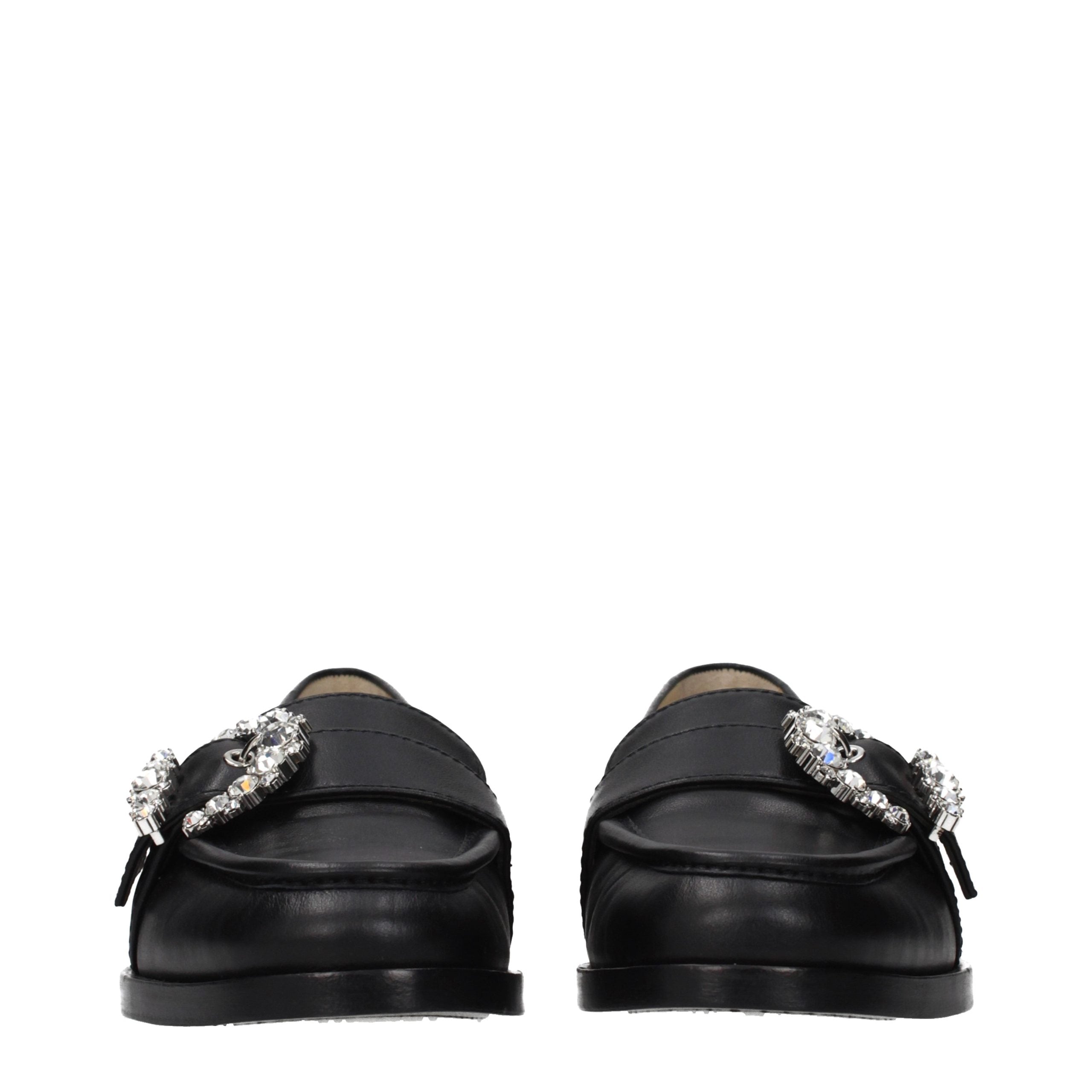 Jimmy Choo Black Leather Slip-On Loafers