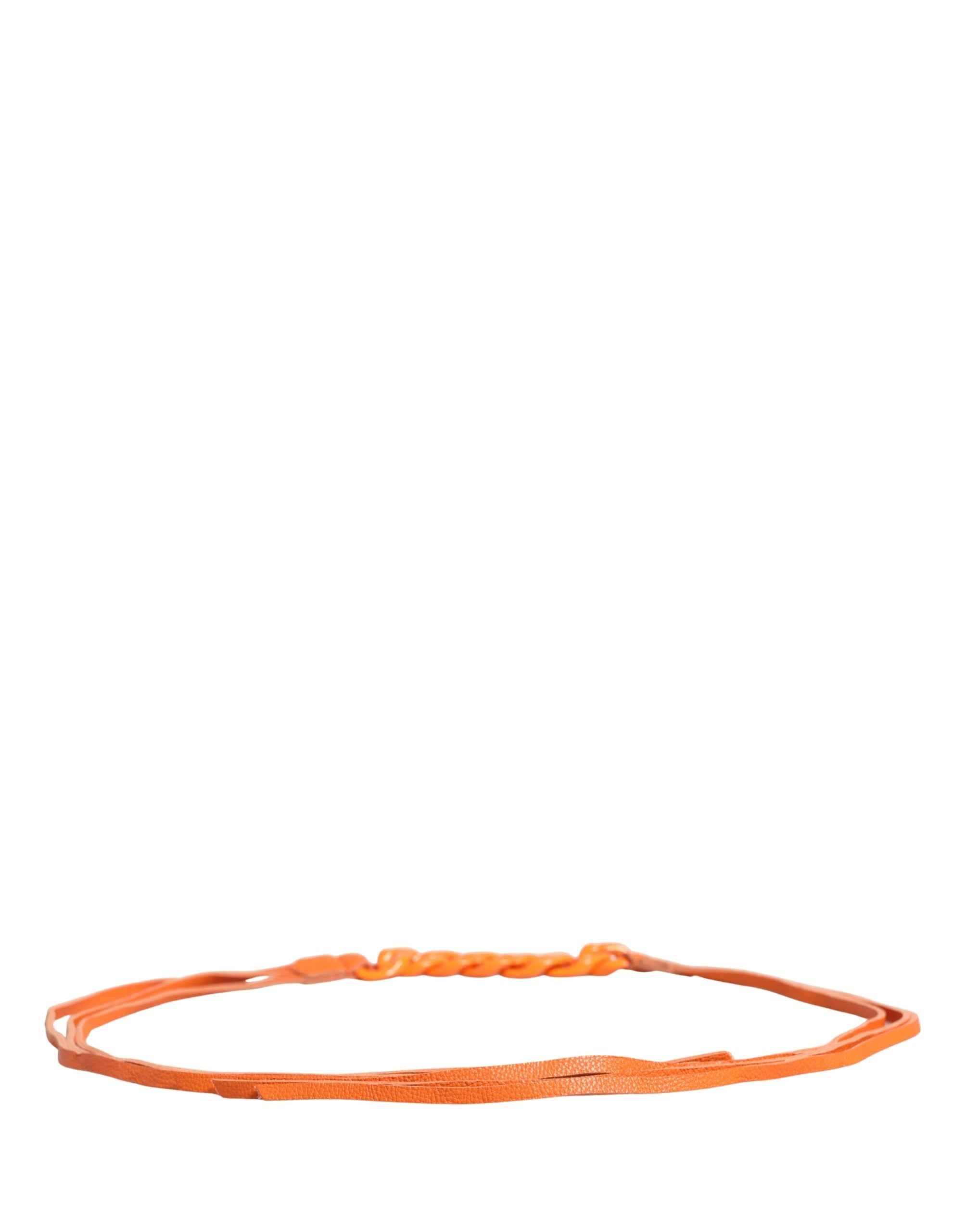 Scervino Street Orange Leather Chain Waist Metal Buckle Belt