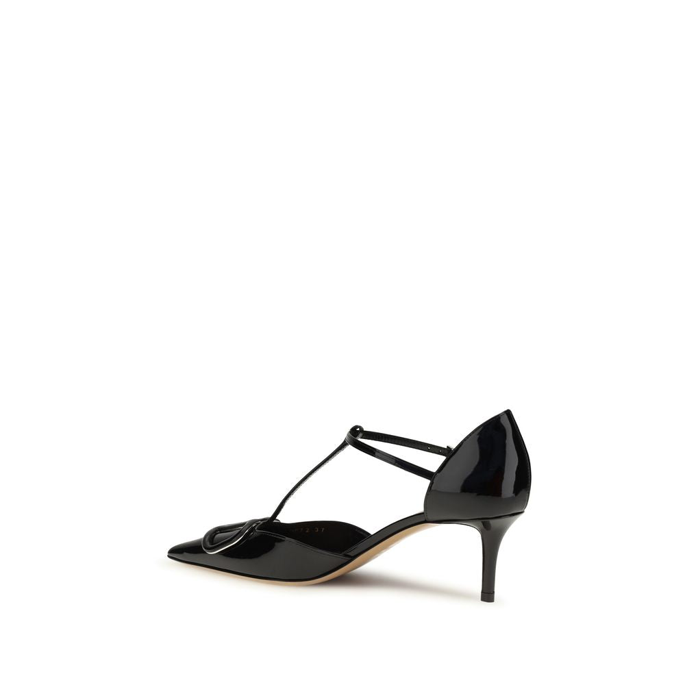Valentino Garavani Black Calf Leather Bos Taurus High Heel Pumps