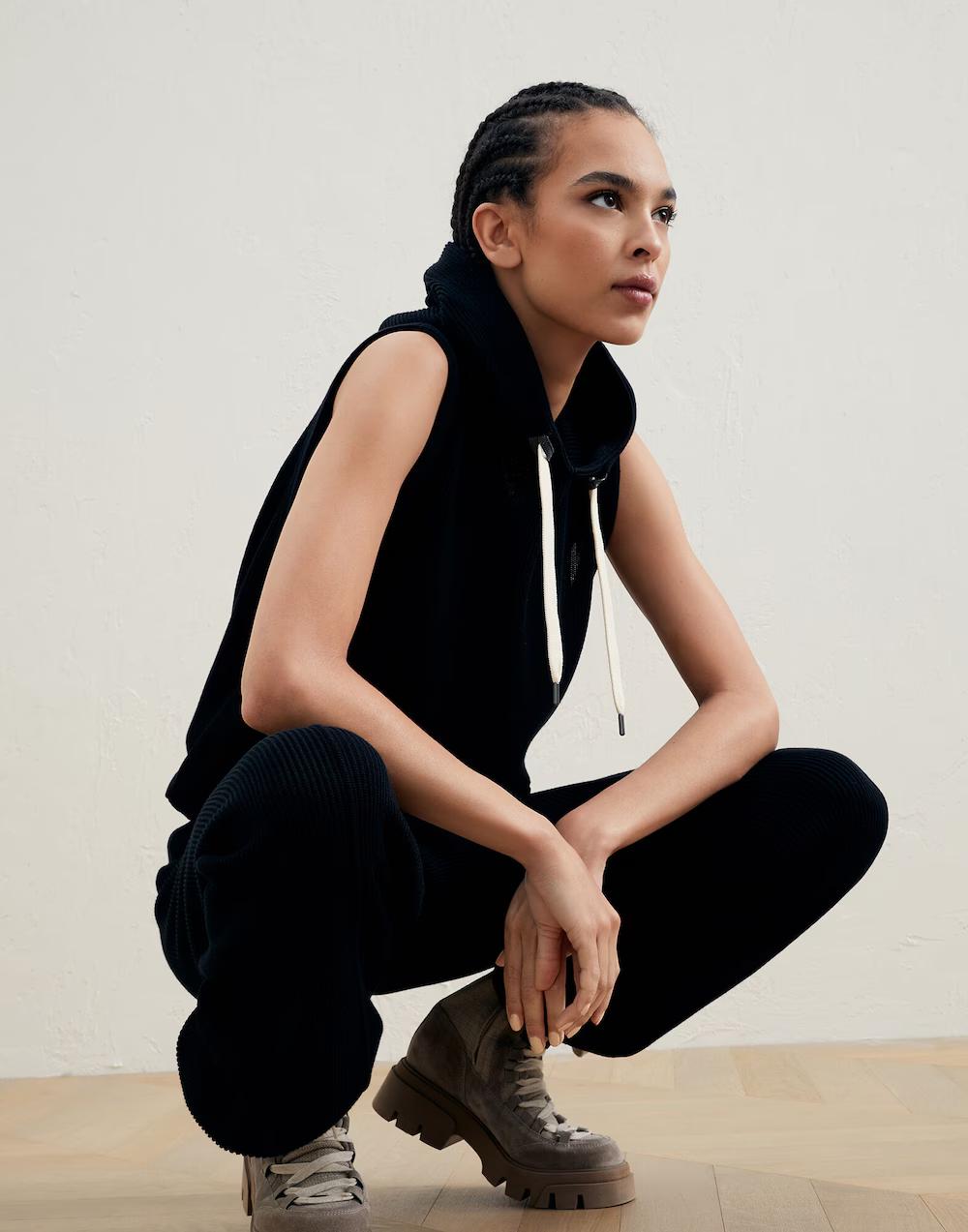 Brunello Cucinelli Black Cotton Sleeveles Sweater