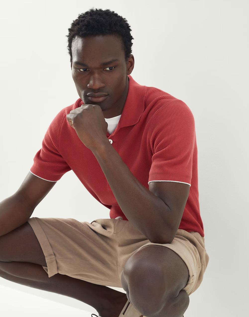 Brunello Cucinelli Orange Cotton Polo Shirt