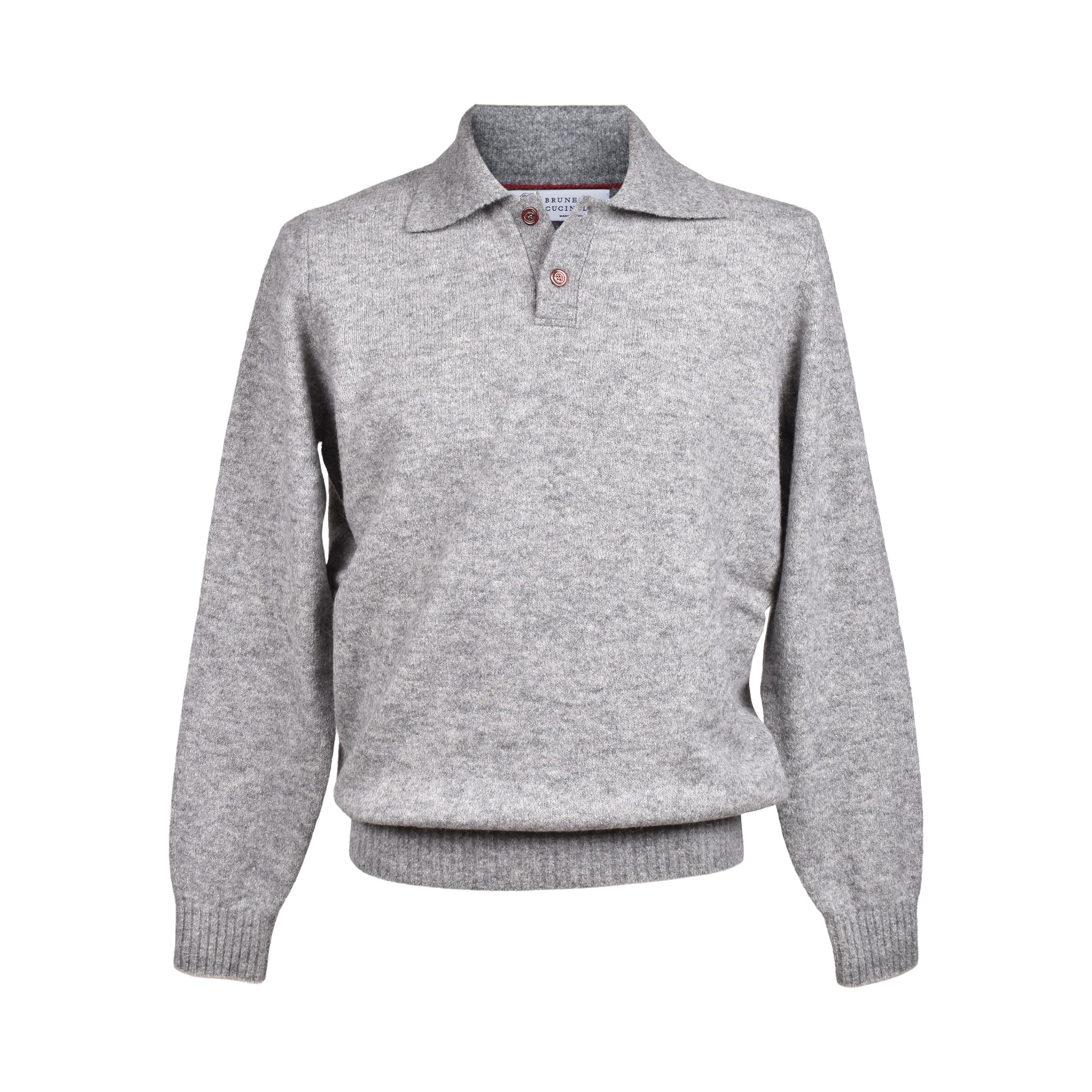 Brunello Cucinelli Gray Leather Sweatshirt