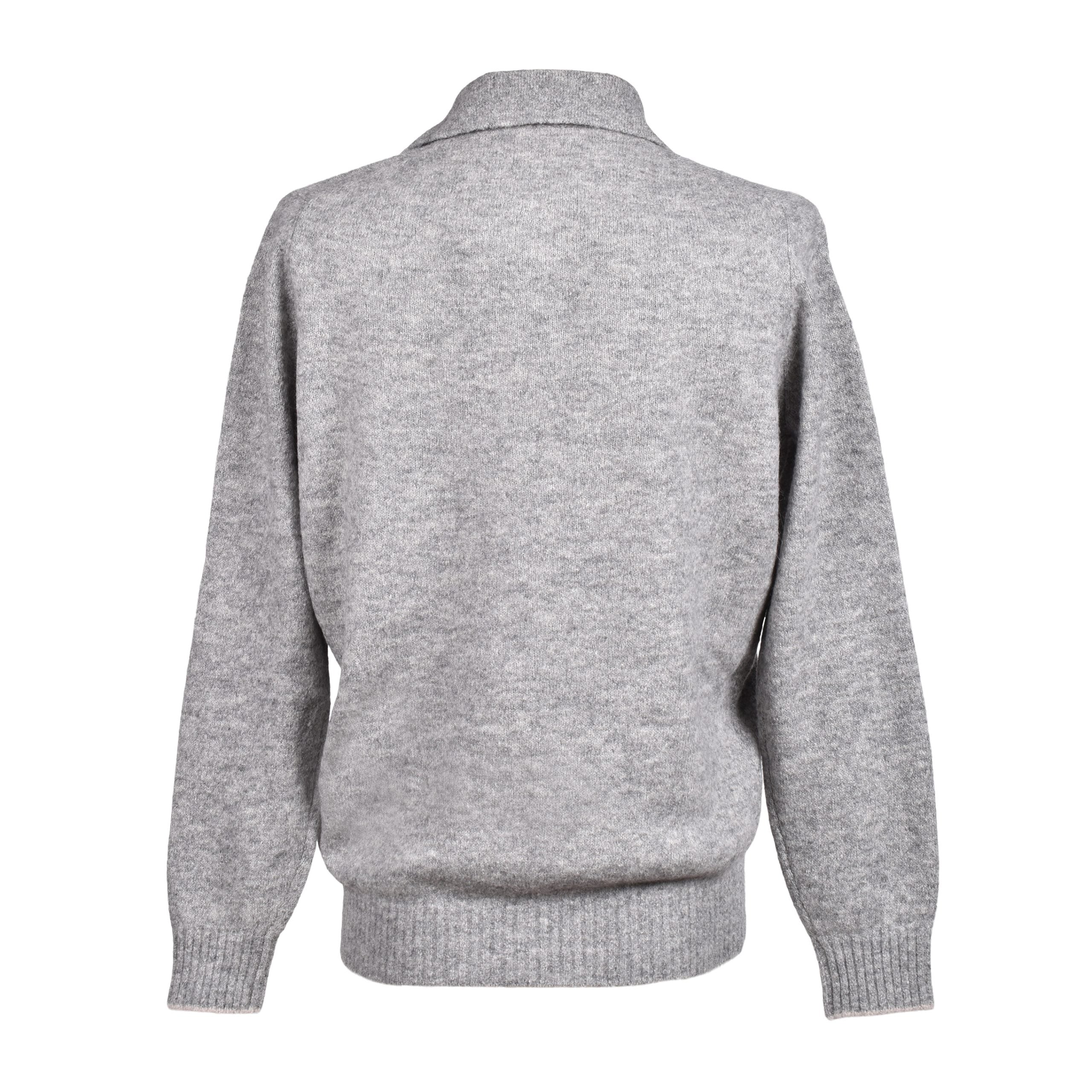 Brunello Cucinelli Gray Leather Sweatshirt