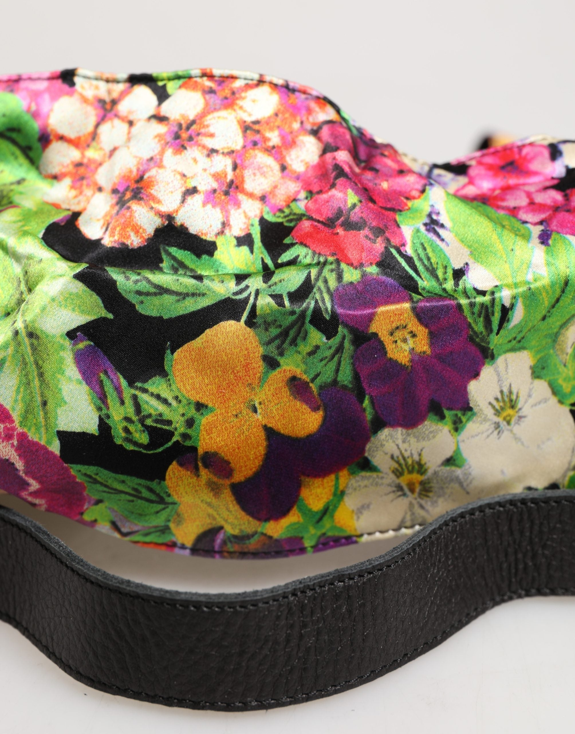 Cavalli Class Multicolor Floral Wide Waist Gold Metal Buckle Cintura Belt