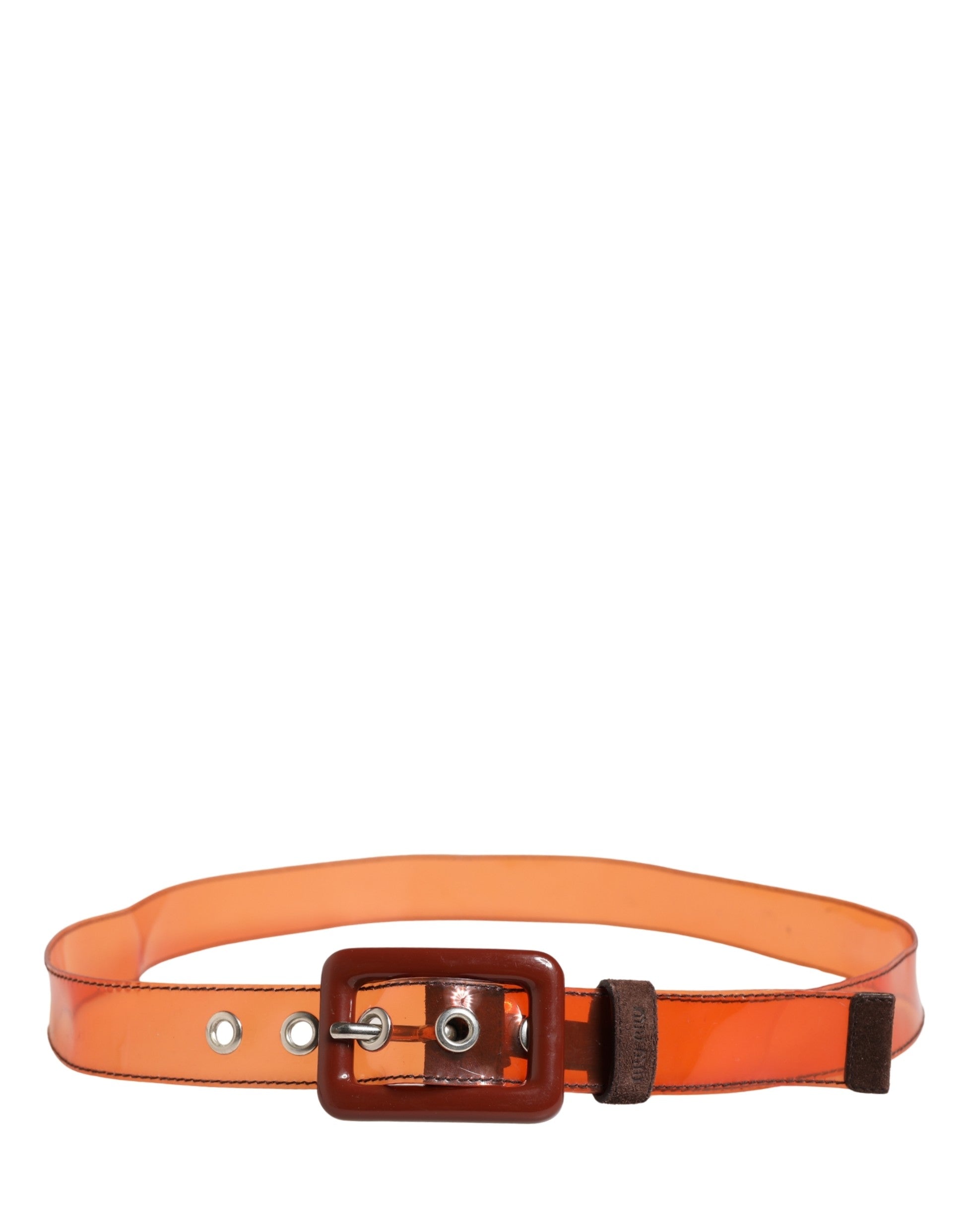 Miu Miu Orange PVC Waist Women Cintura Square Buckle Belt