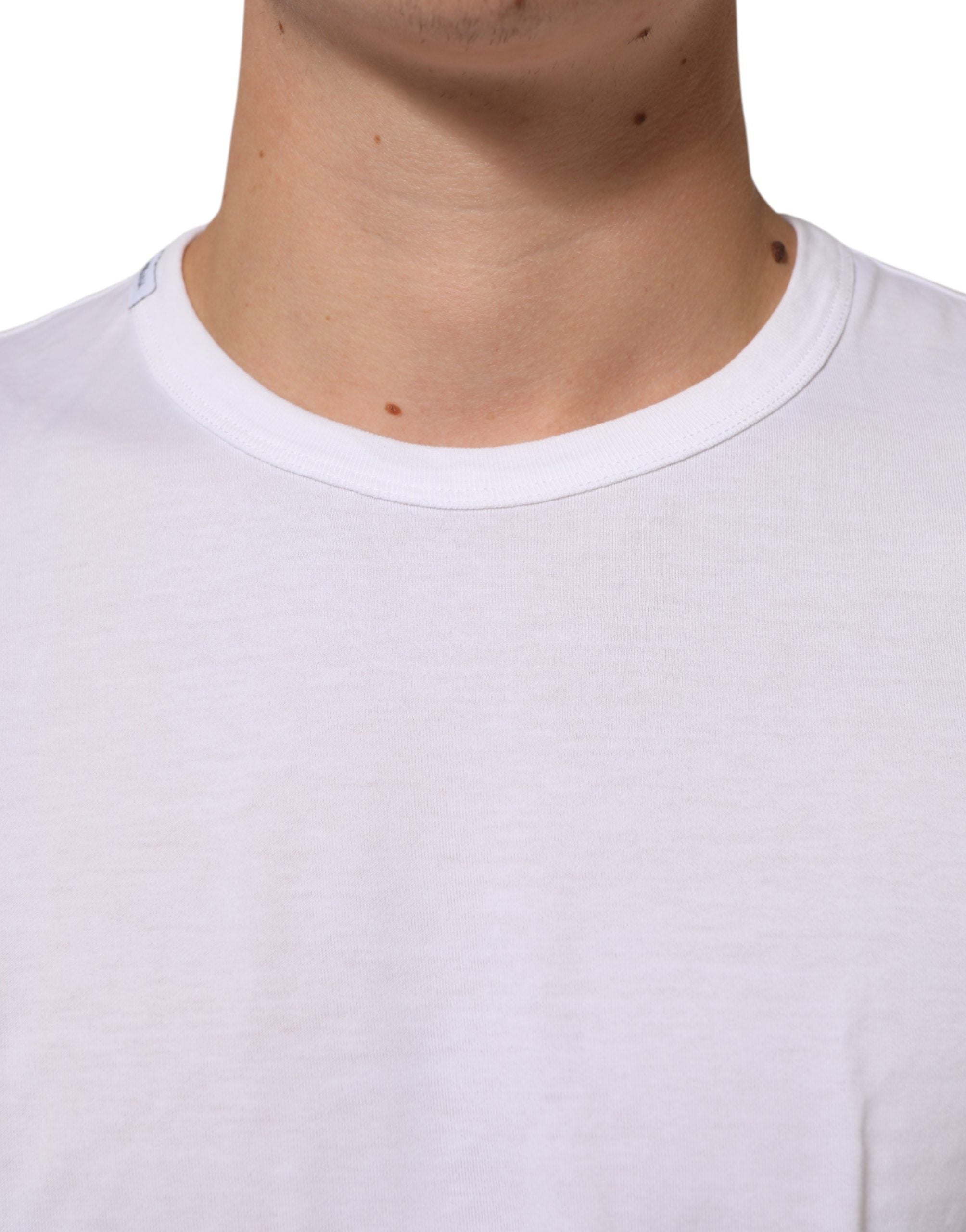 Dolce & Gabbana White Cotton Crew Neck Short Sleeves T-shirt