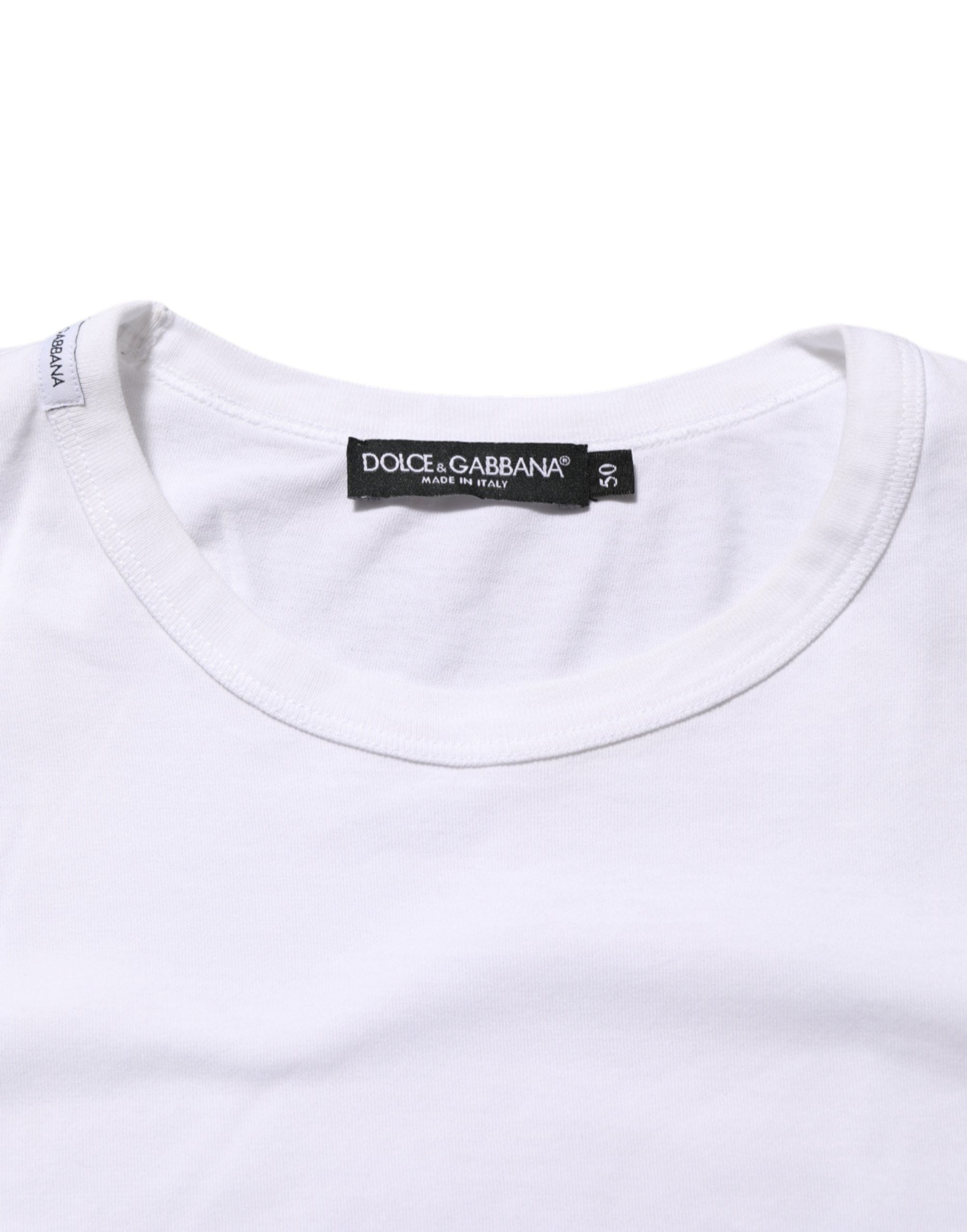Dolce & Gabbana White Cotton Crew Neck Short Sleeves T-shirt