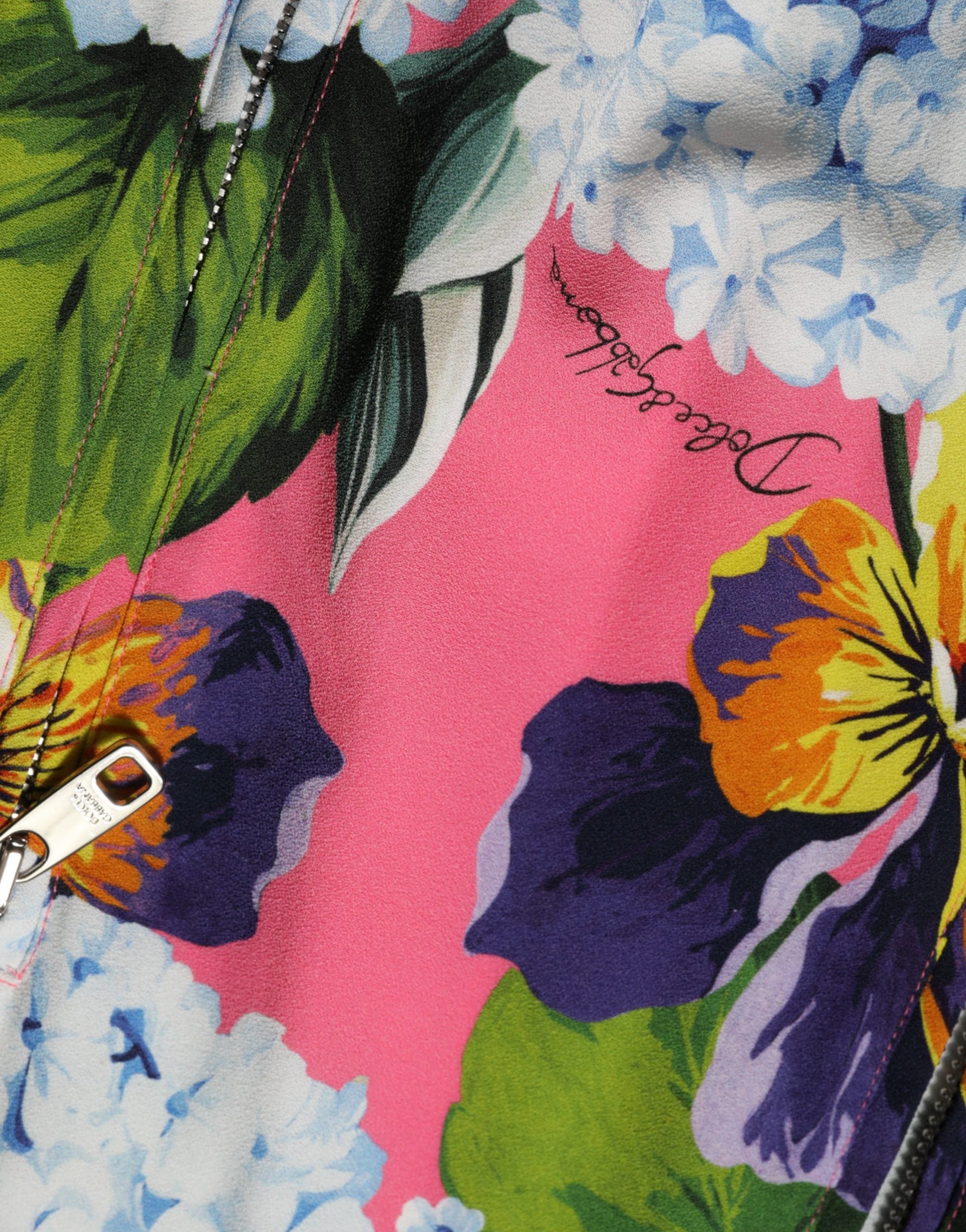 Dolce & Gabbana Multicolor Floral Print Zip Cardigan Jacket