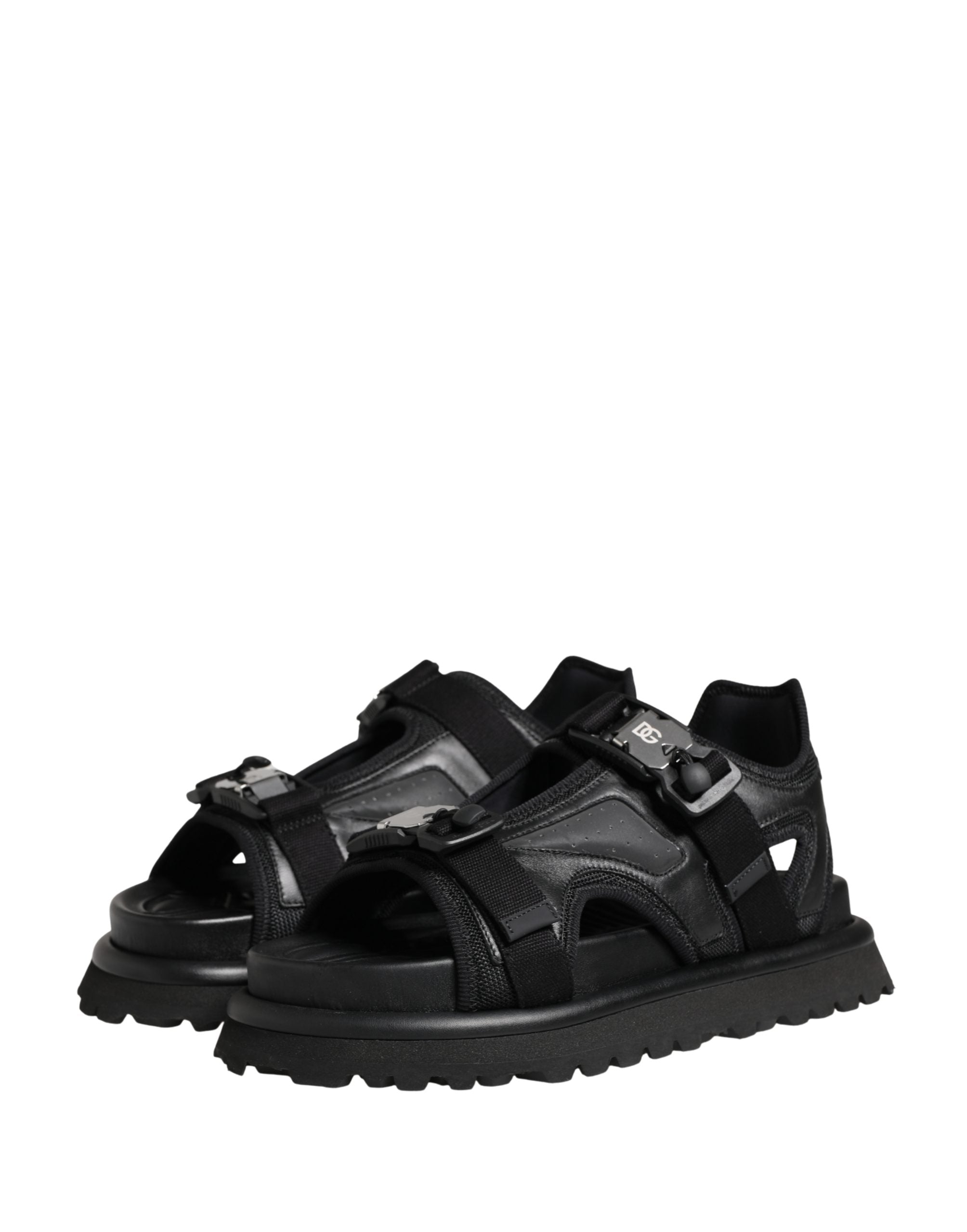 Dolce & Gabbana Black Logo Detailed Men Chunky Sandals Shoes