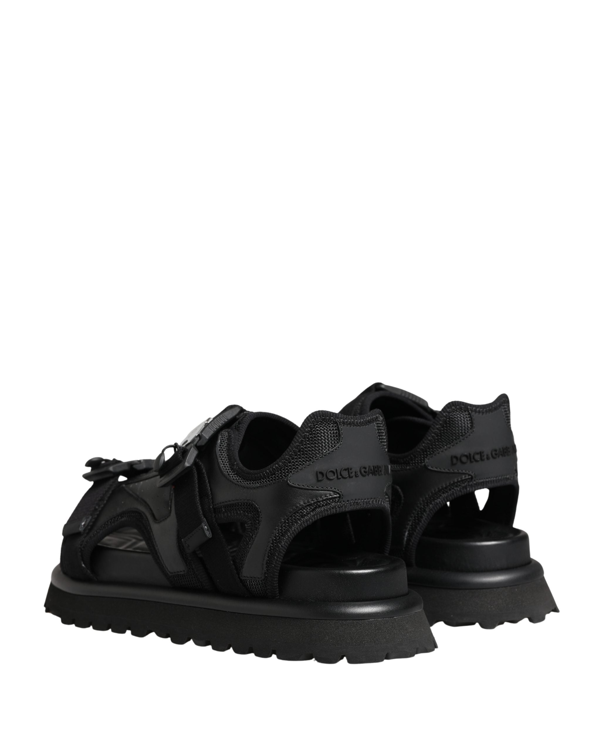 Dolce & Gabbana Black Logo Detailed Men Chunky Sandals Shoes