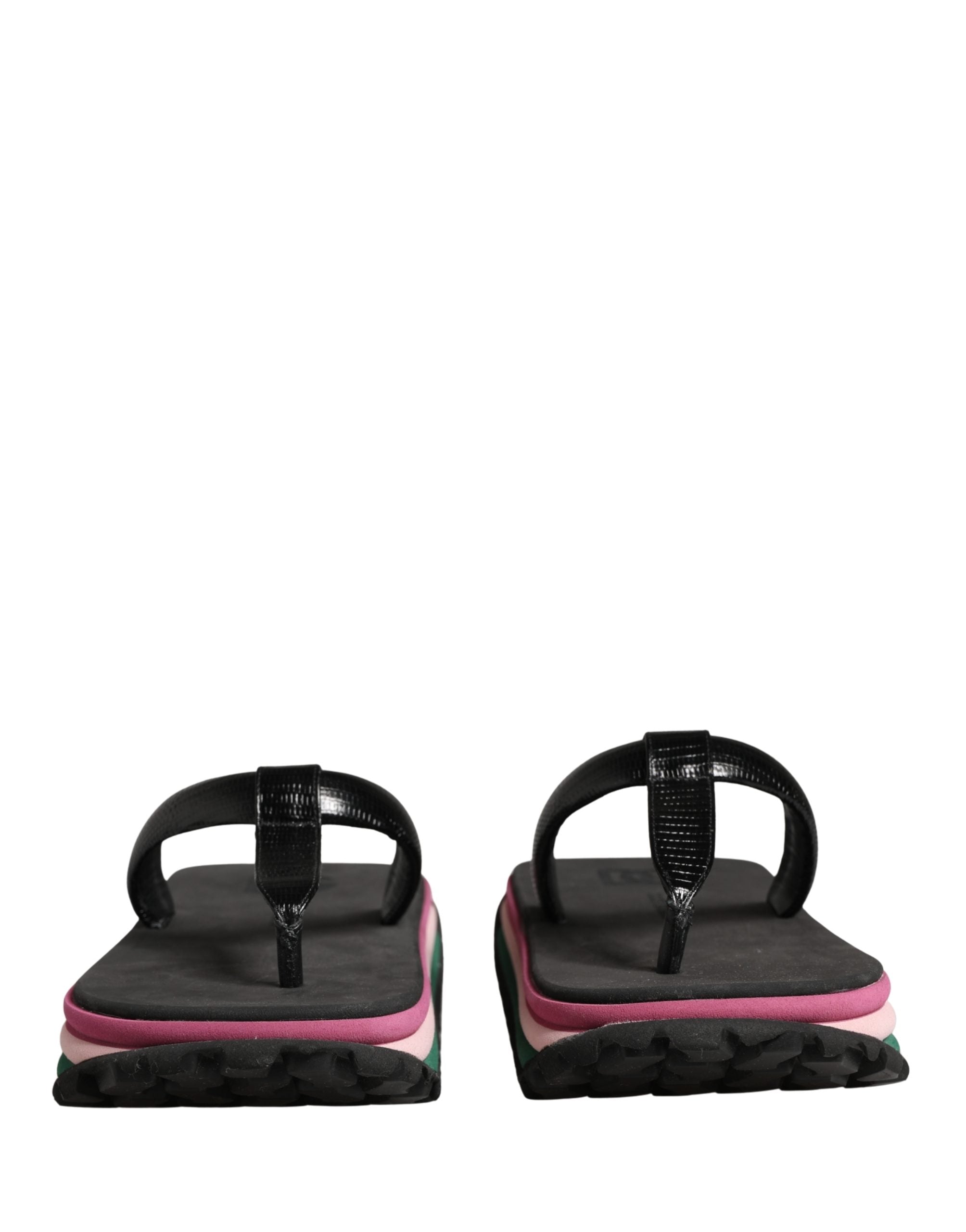 Dolce & Gabbana Multicolor Rubber Chunky Flip Flop Shoes