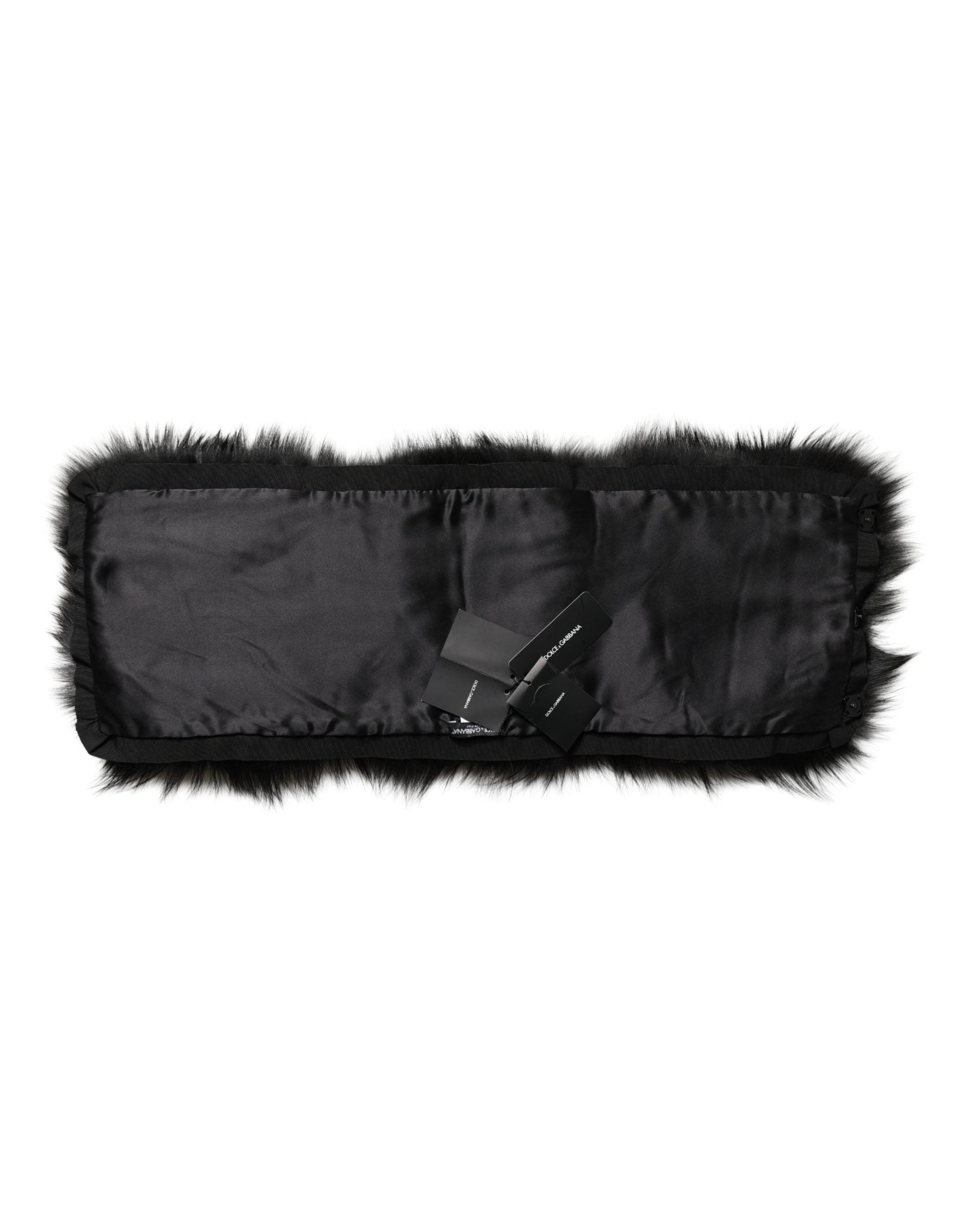 Dolce & Gabbana Black Fur Shoulder Collar Wrap Shawl Scarf