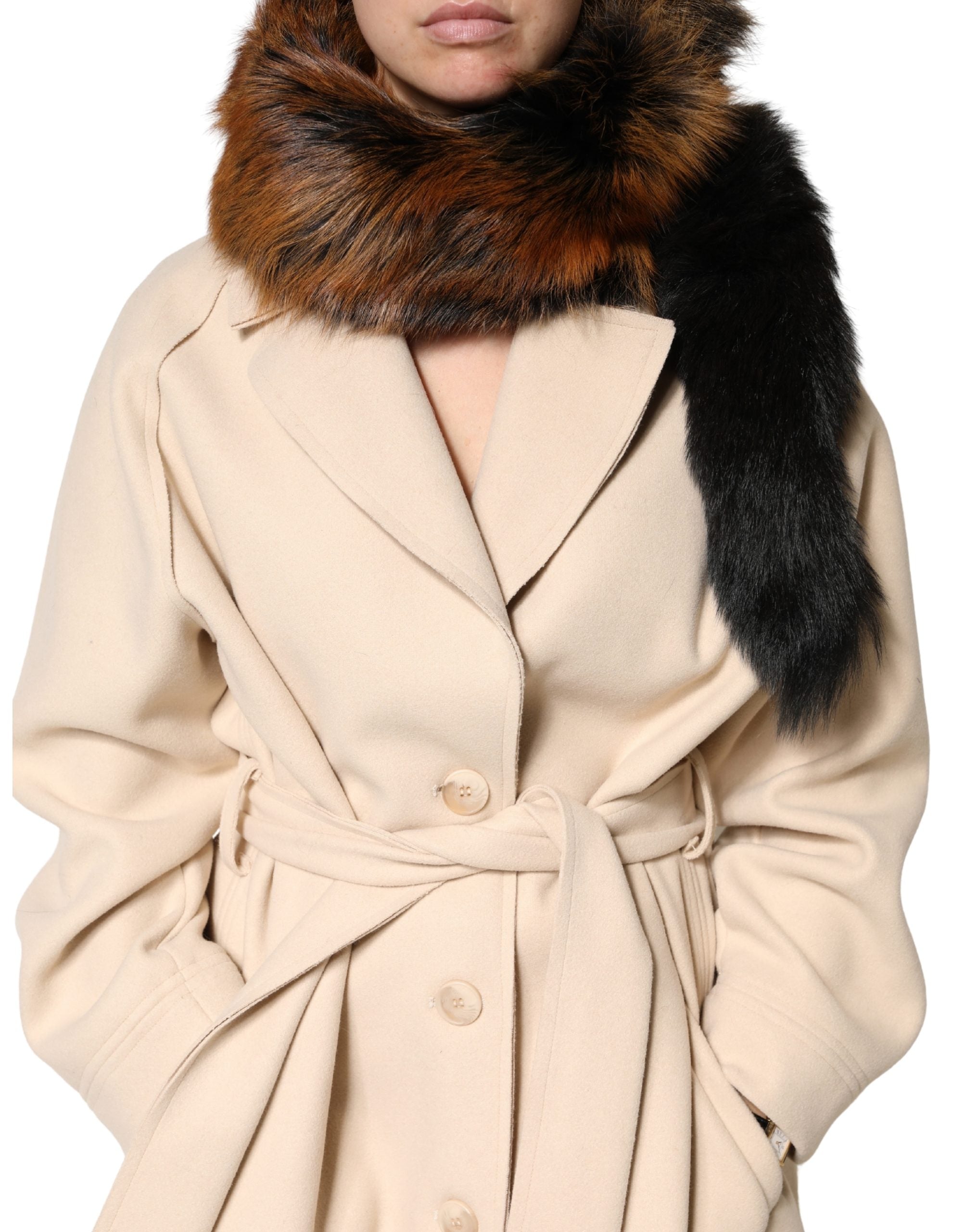 Dolce & Gabbana Brown Red Fox Fur Neck Warmer Winter Scarf