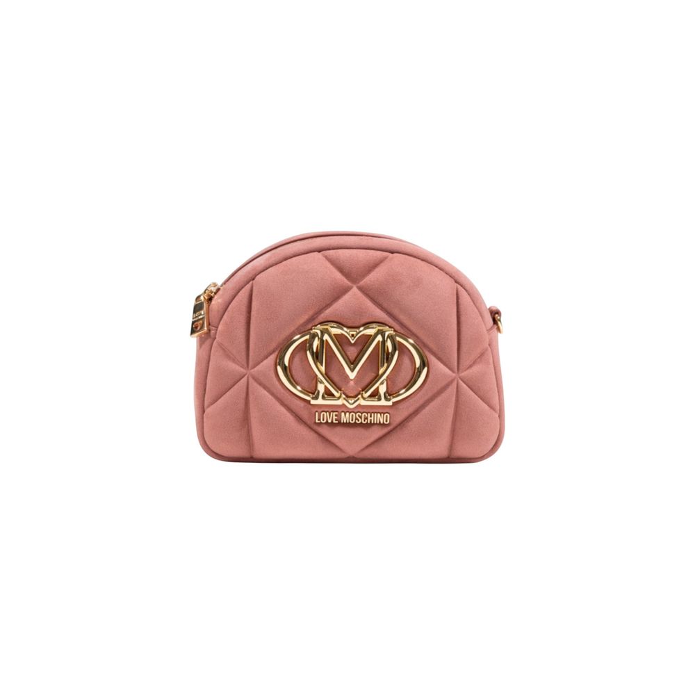 Love Moschino Pink Suede Leather Handbag