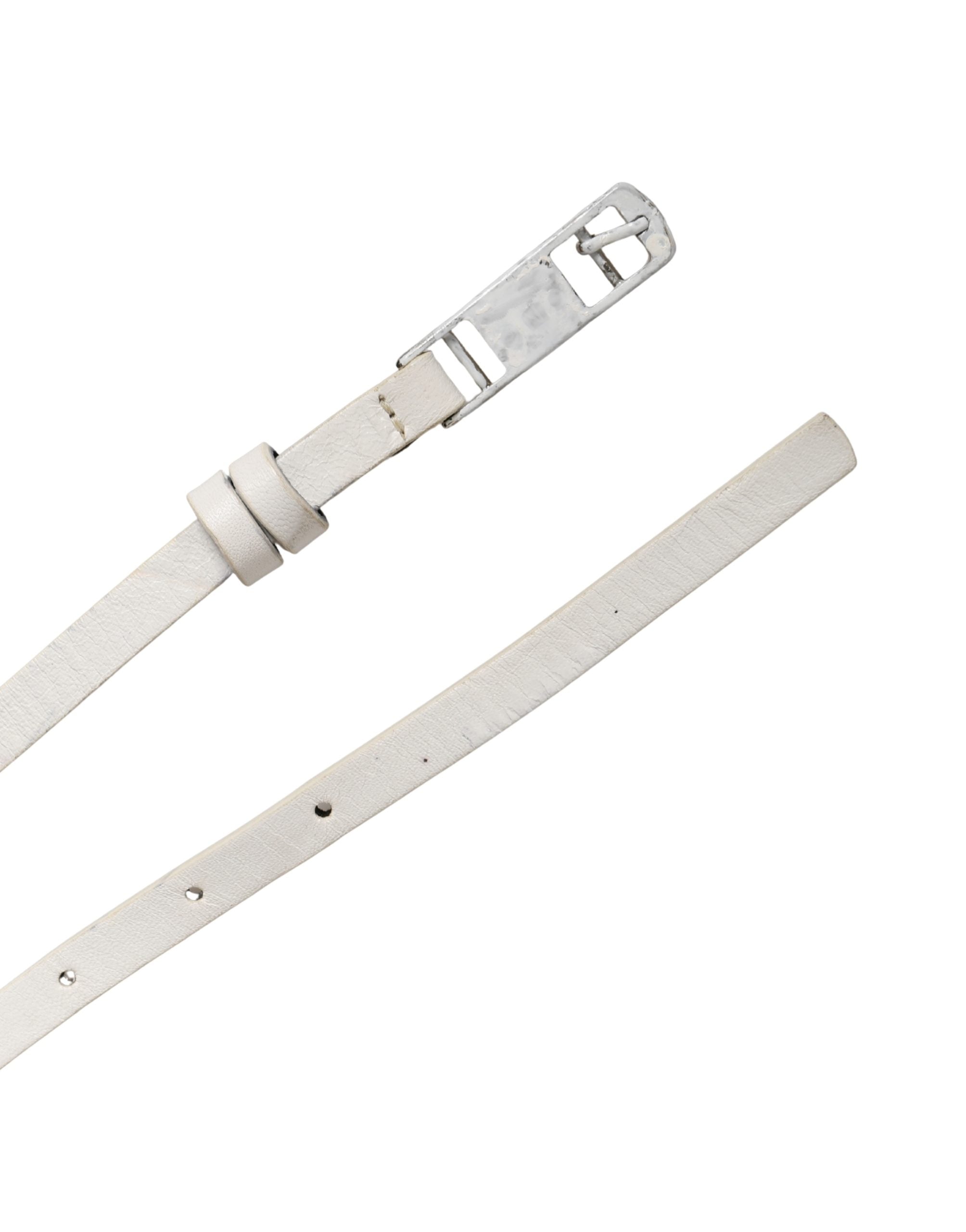 Costume National White Leather Studded Cintura Belt