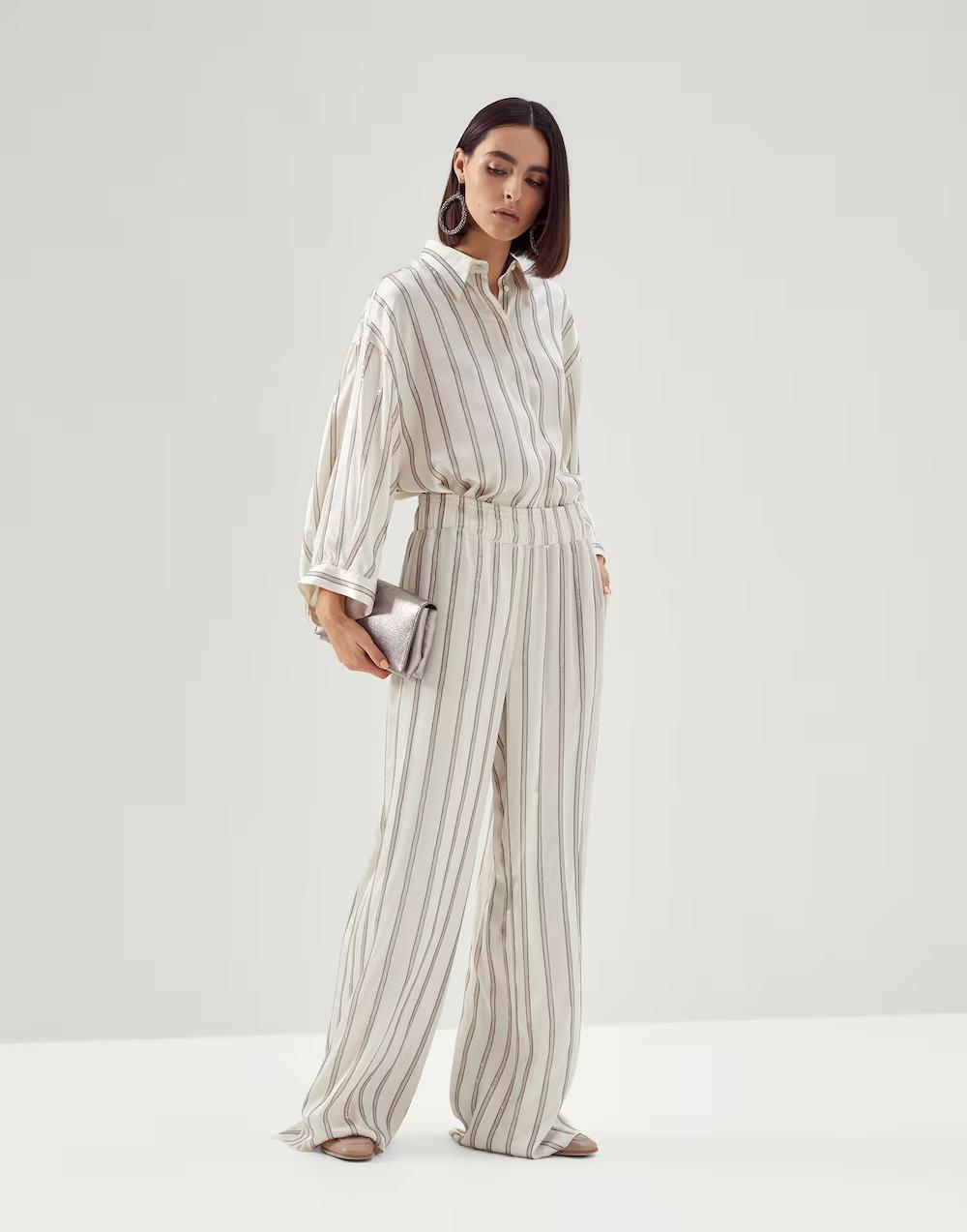 Brunello Cucinelli White Acetate Dress Pants