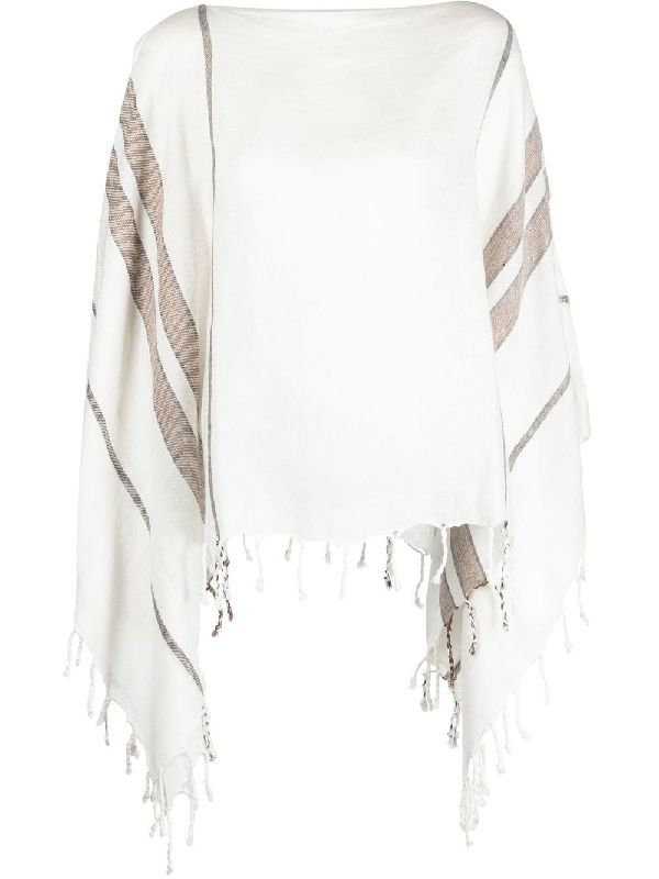 Brunello Cucinelli Bicolor Linen Poncho